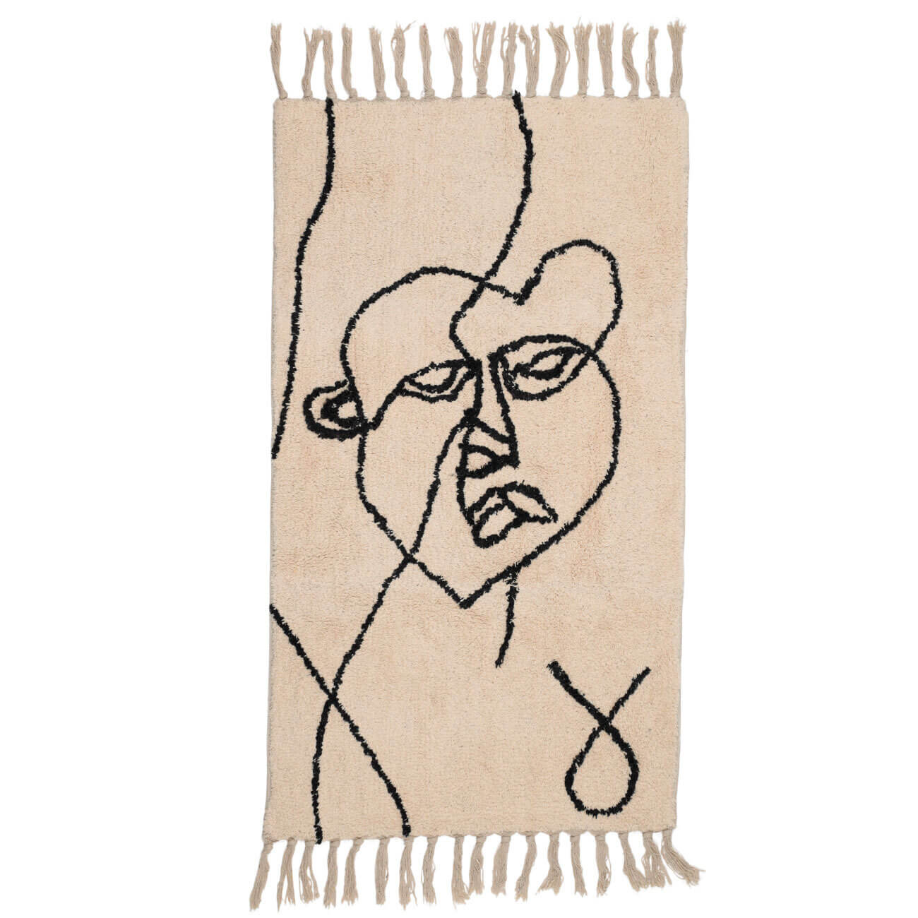 

Коврик, 60х100 см, с бахромой, хлопок, Лицо, Face