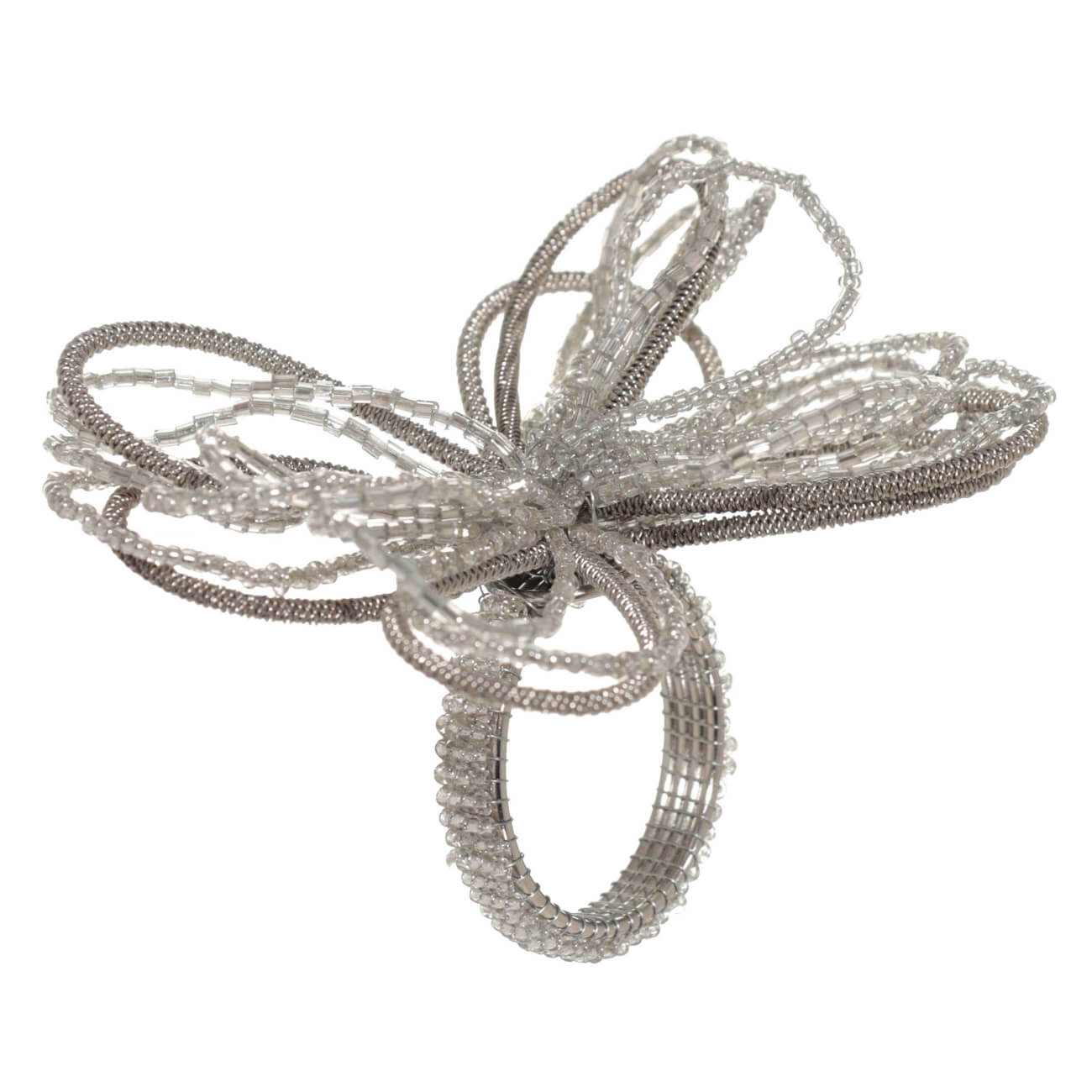 Кольцо для салфеток, 5 см, бисер/металл, серебристое, Петли, Loops изображение № 1