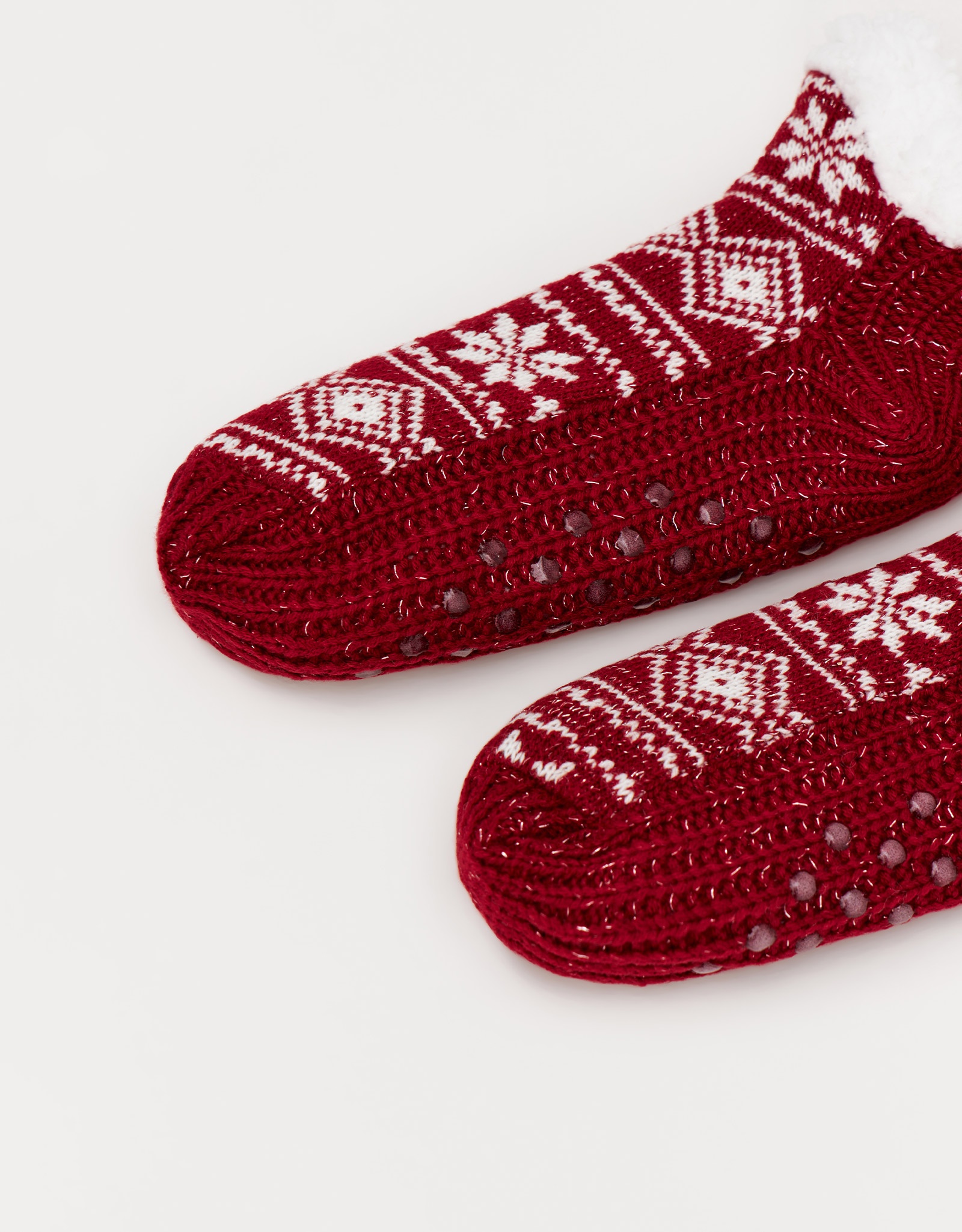 Носки женские, домашние, р. 36-38, акрил/шерпа, красные, Зимний узор, Hot winter