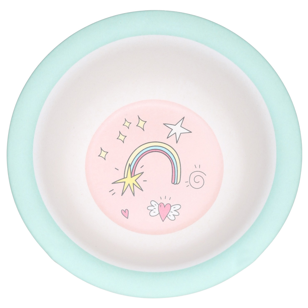 Набор посуды, детский, 5 пр, бамбук, розово-мятный, Единорог, Unicorn изображение № 5