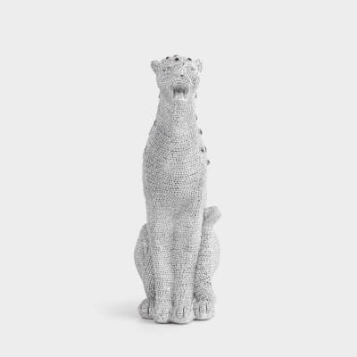 Статуэтка, 27 см, полирезин/стразы, серебристая, Леопард, Leopard ,image-0