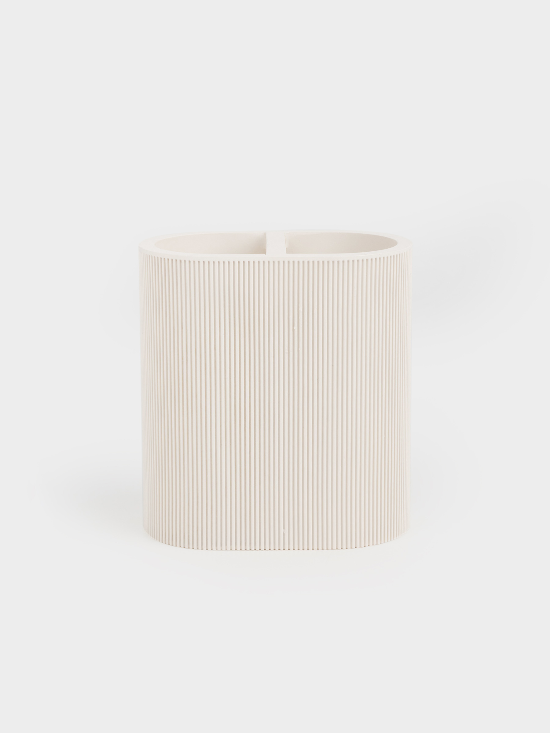Стакан для зубных щеток, 11 см, полирезин, молочный, White stripes, image-0