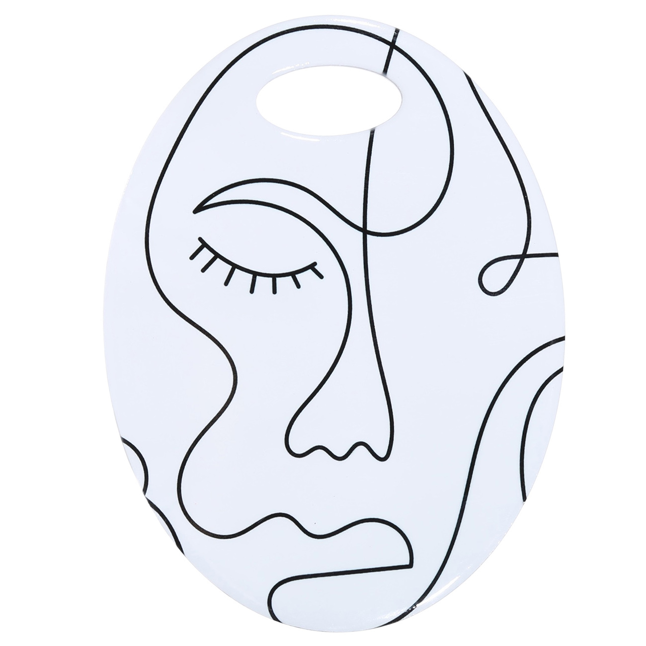 

Подставка под горячее, 15х20 см, керамика/пробка, овальная, белая, Лицо, Face