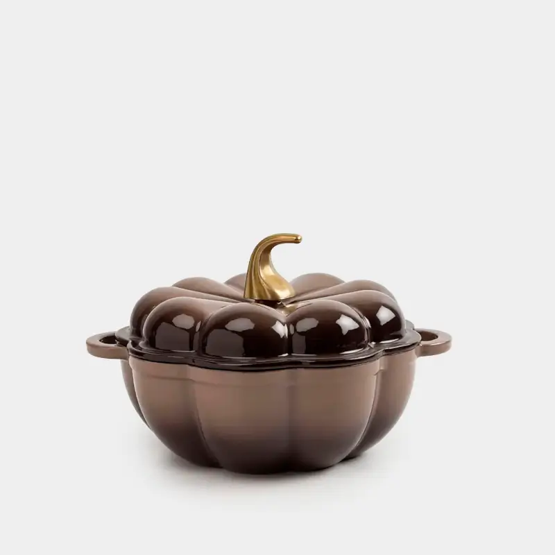 Кастрюля, 20 см, 1,7 л, с крышкой, чугун, коричневая, Тыква, Gourd ,image-0