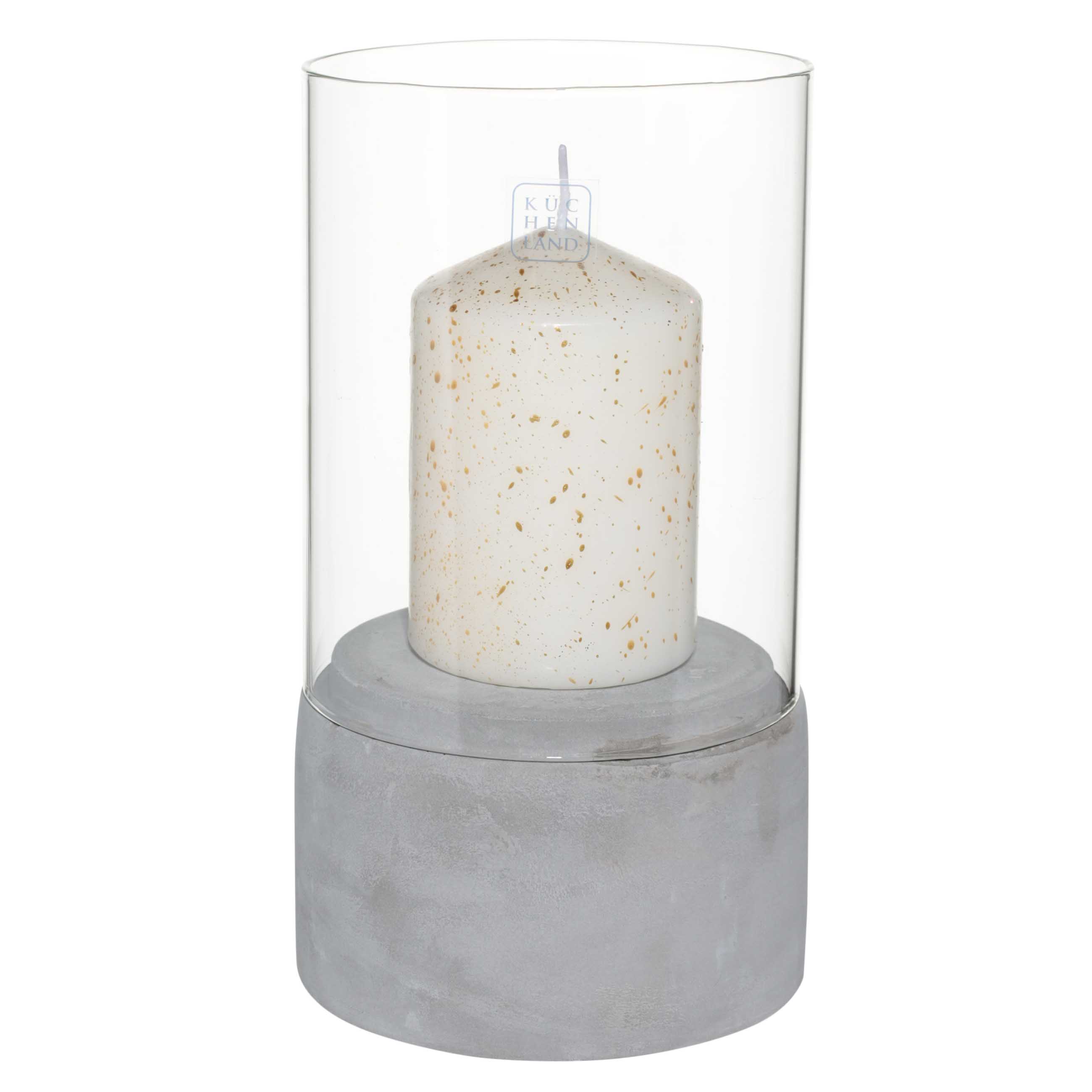 Подсвечник, 22 см, для одной свечи, стекло/бетон, Basic изображение № 3
