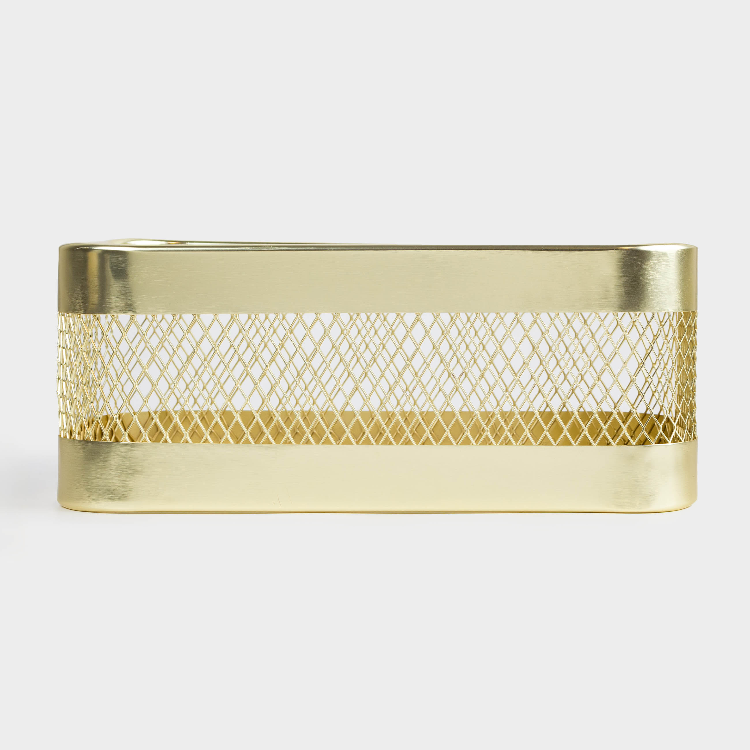 Бокс для бумажных салфеток, 25x14 см, металл/пластик, золотистый, Сетка, Twist gold, image-4