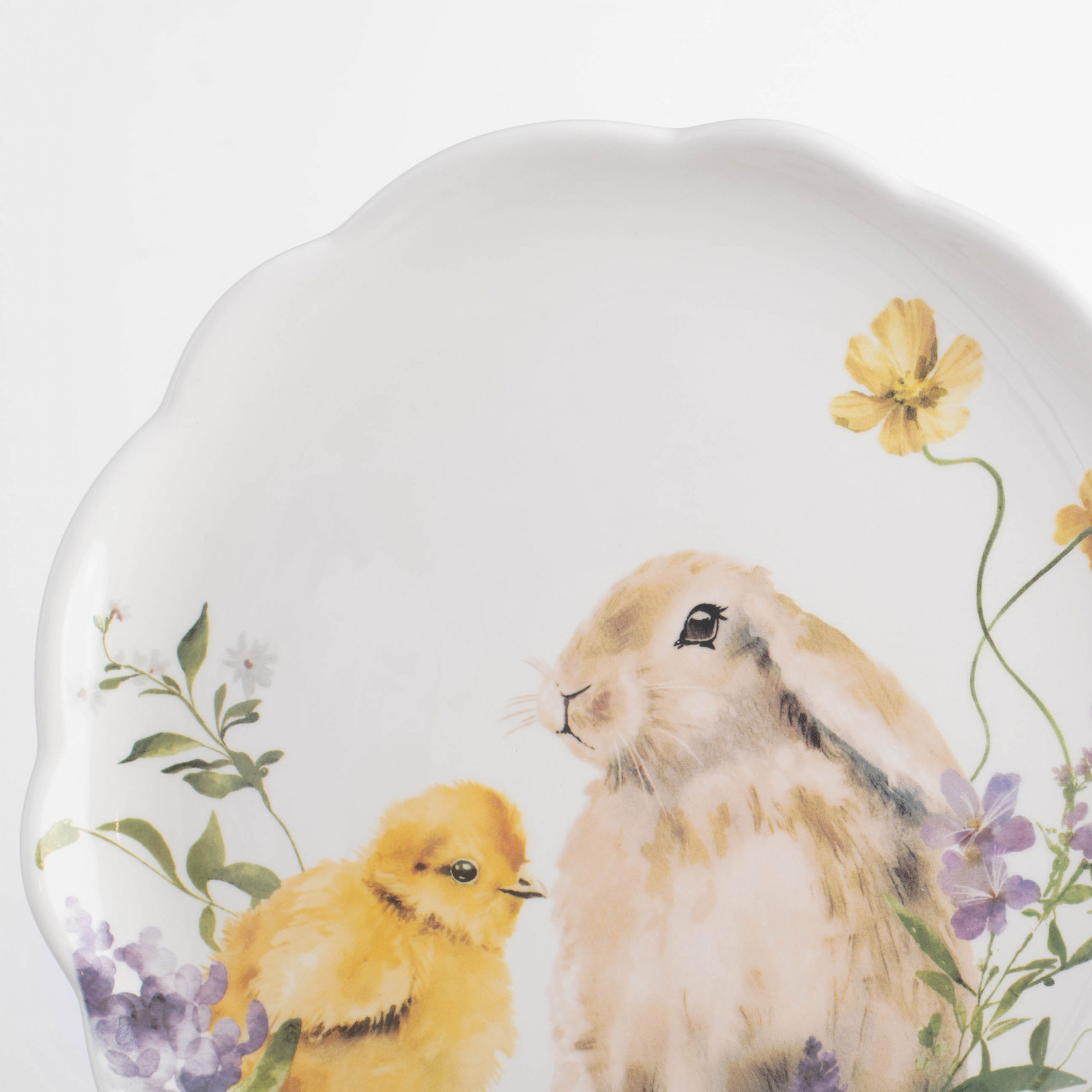 Тарелка закусочная, 24 см, керамика, белая, Кролик и цыпленок в цветах, Easter изображение № 5