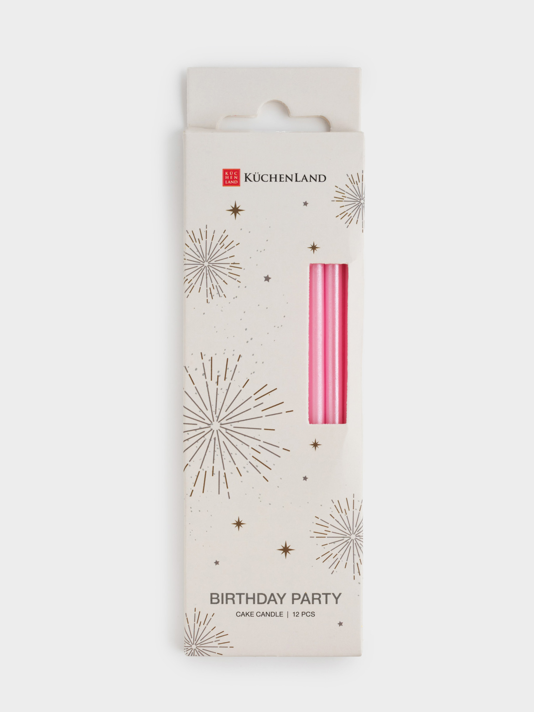 Свеча для торта, 10 см, 12 шт, тонкая, розовая, Birthday party, image-5