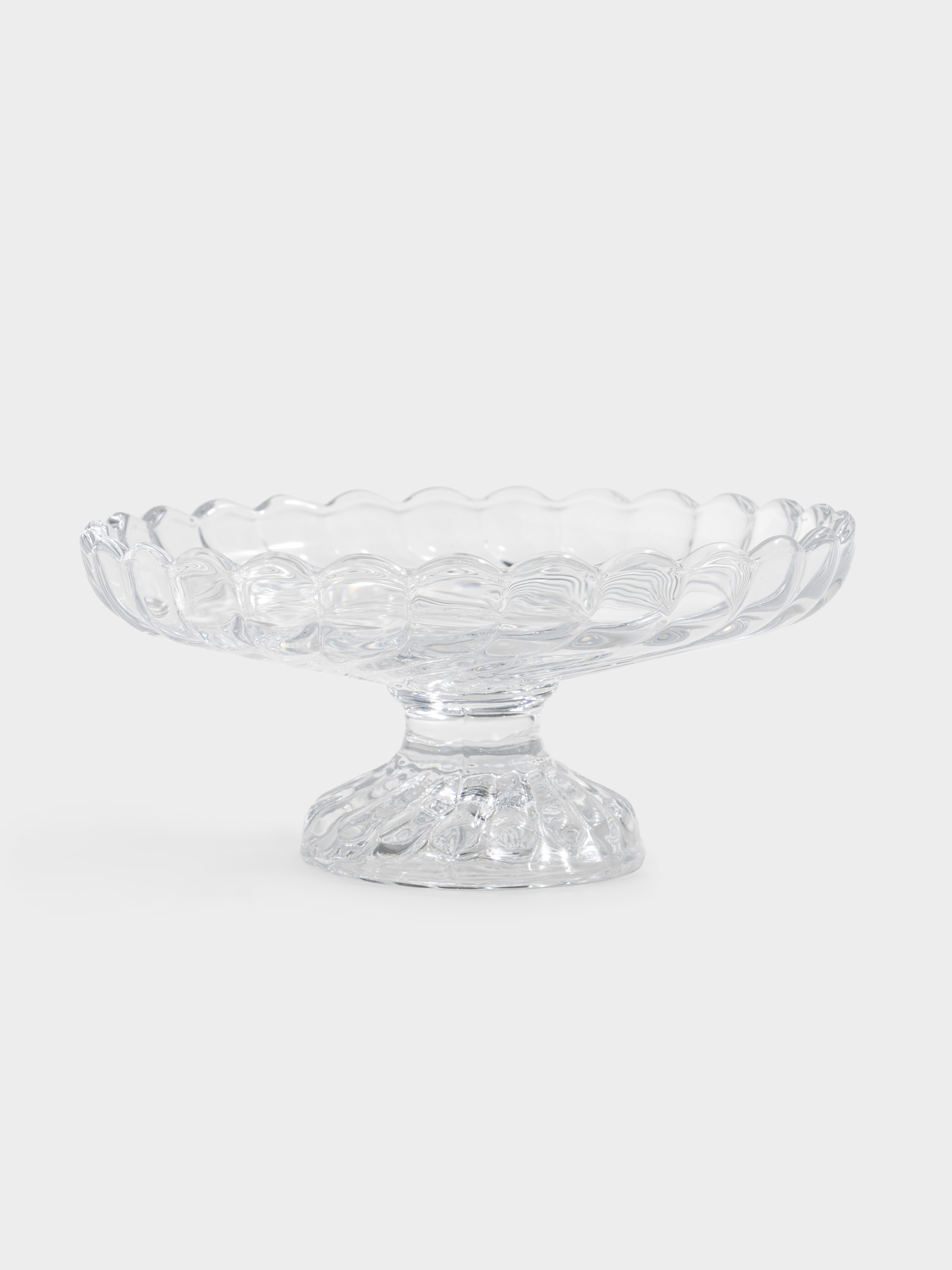 Блюдо на ножке, 15х7см, круглое, стекло, Clear pattern, image-0