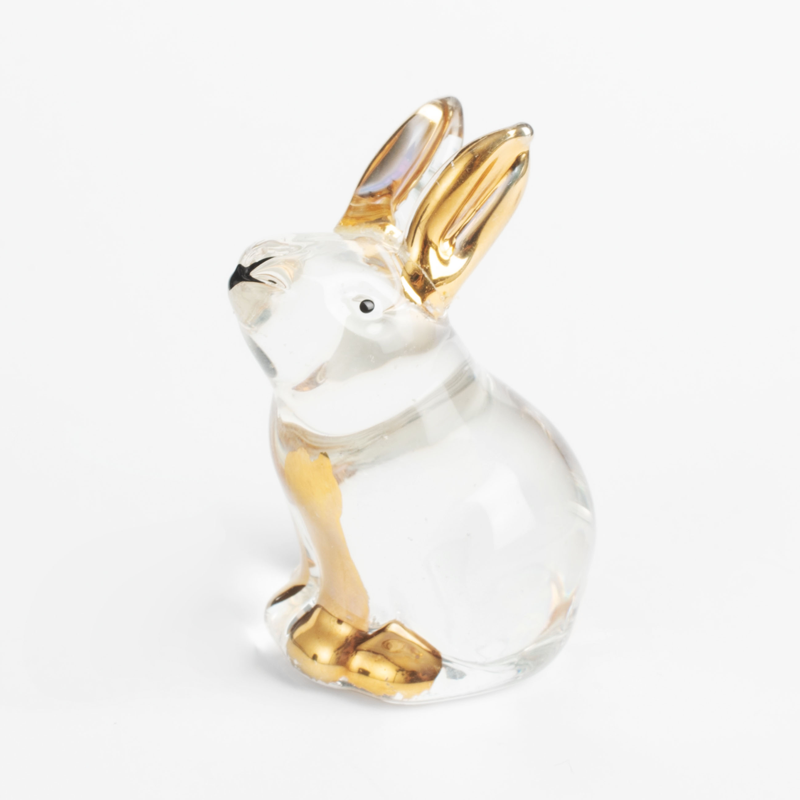 Статуэтка, 5 см, стекло, Кролик с золотистыми ушами и лапками, Vitreous изображение № 4