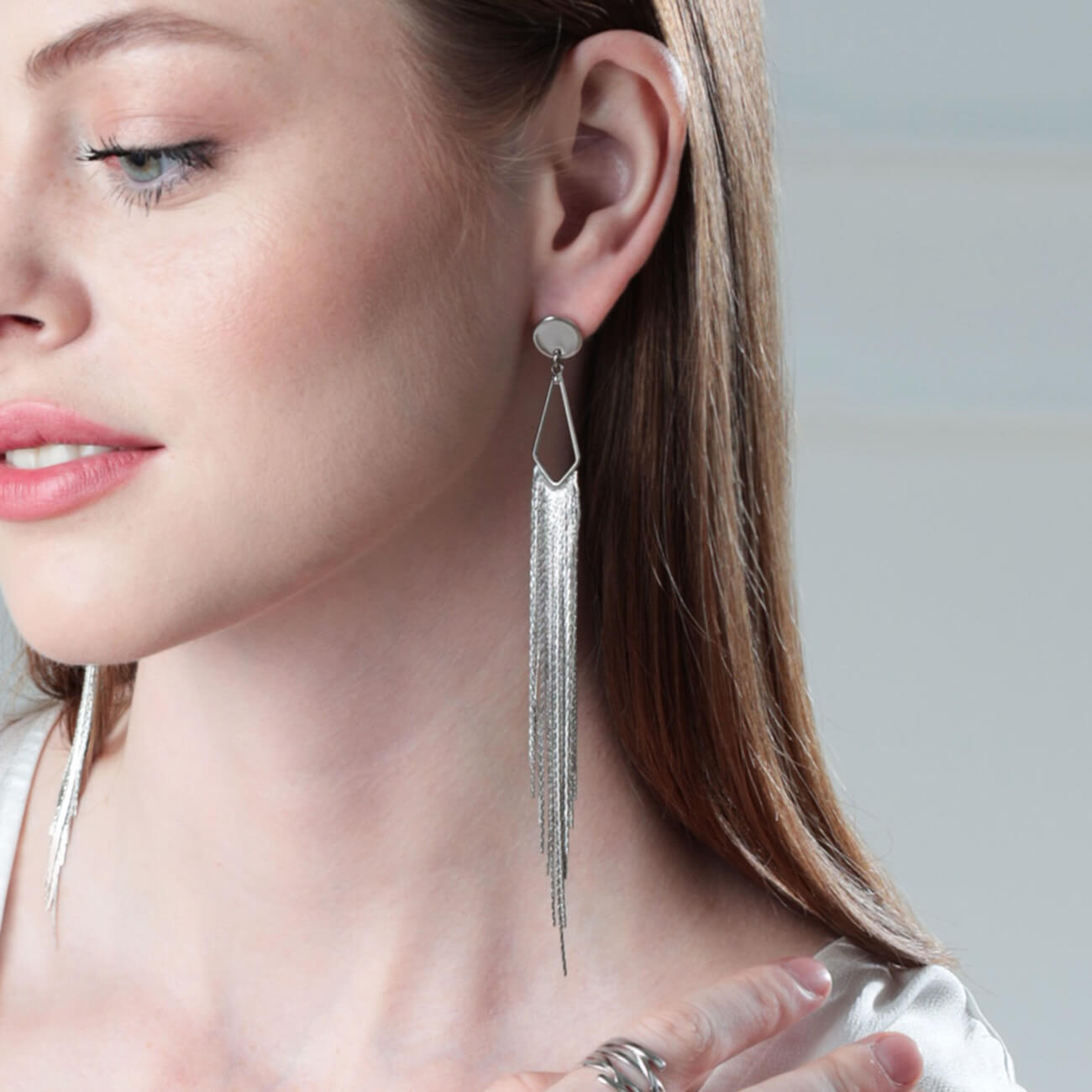 Серьги-пусеты, 14 см, 2 шт, длинные, металл, серебристые, Jewelry минималистские длинные геометрические серьги для женщин заявление ювелирные изделия