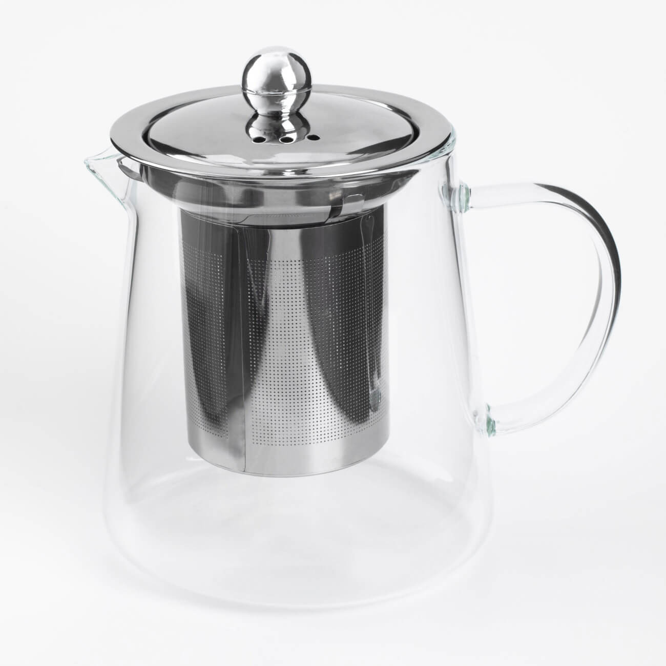 чайник заварочный стекло нержавеющая сталь 0 5 л с кнопкой gung fu 004532 Чайник заварочный, 550 мл, стекло Б/сталь, Pyramid