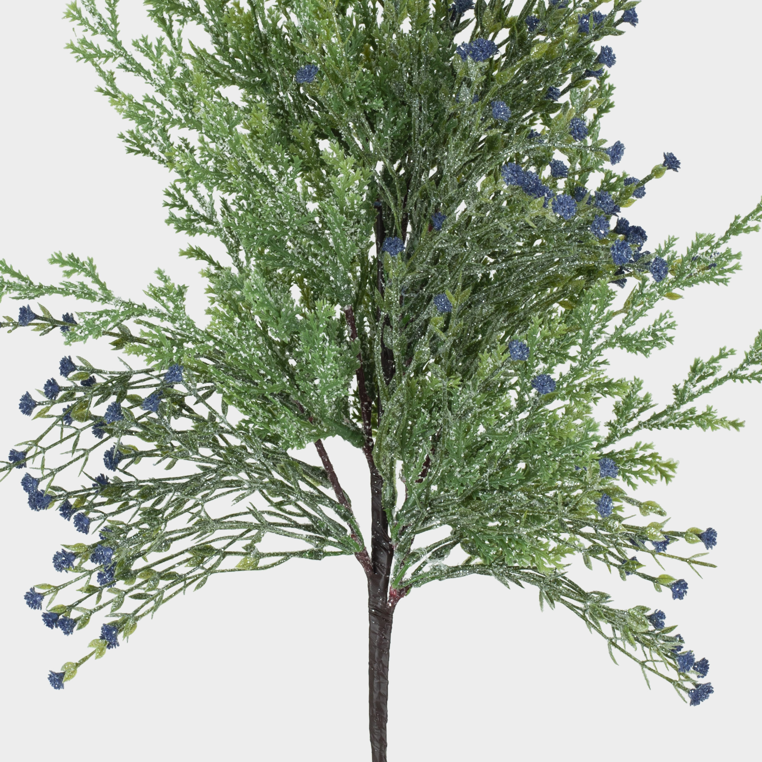 Ветка декоративная, 68 см, пластик, Хвоя с синими цветами, Conifer decor, image-1