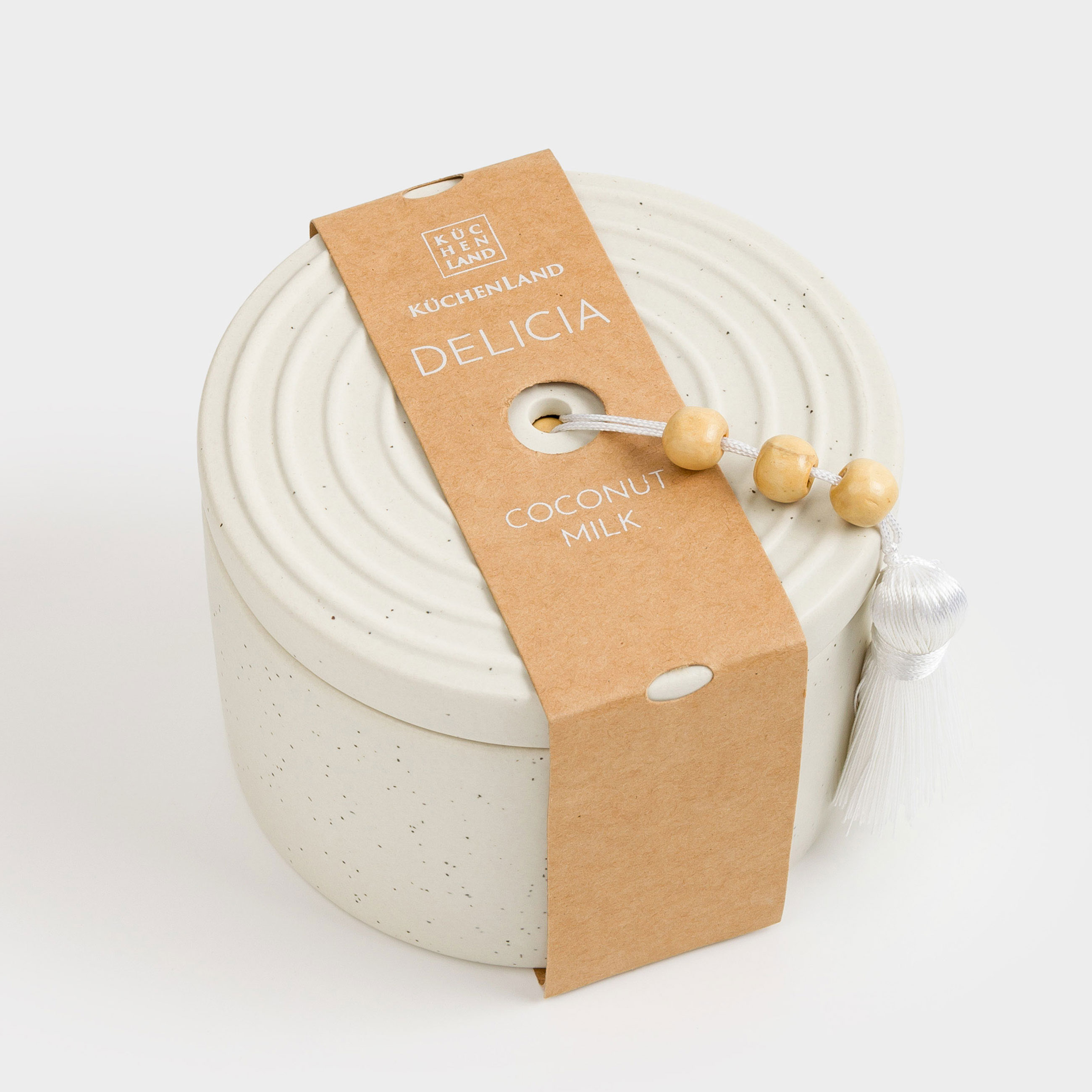 Свеча ароматическая, 7 см, в подсвечнике, с кисточкой, керамика, Coconut Milk, Delicia, image-6