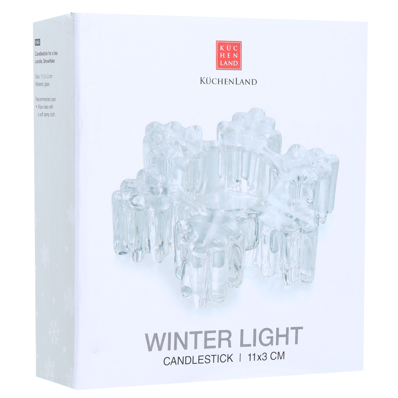 Подсвечник, 11х3 см, для чайной свечи, стекло, Снежинка, Snowfall изображение № 2