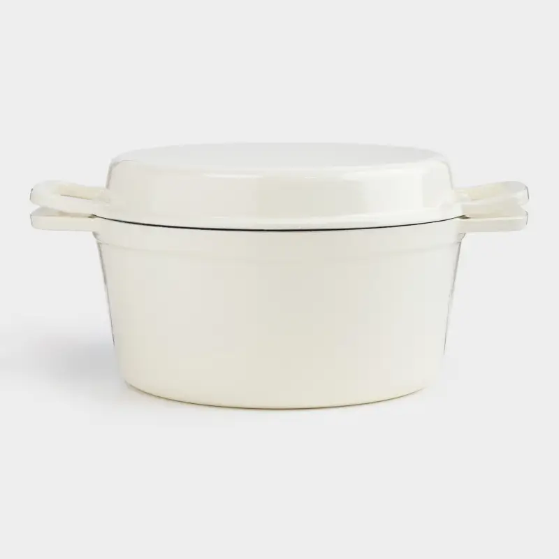 Казан, 25 см, 4,3 л, с крышкой сковородой-гриль, чугун, молочный, Light kitchen, image-0