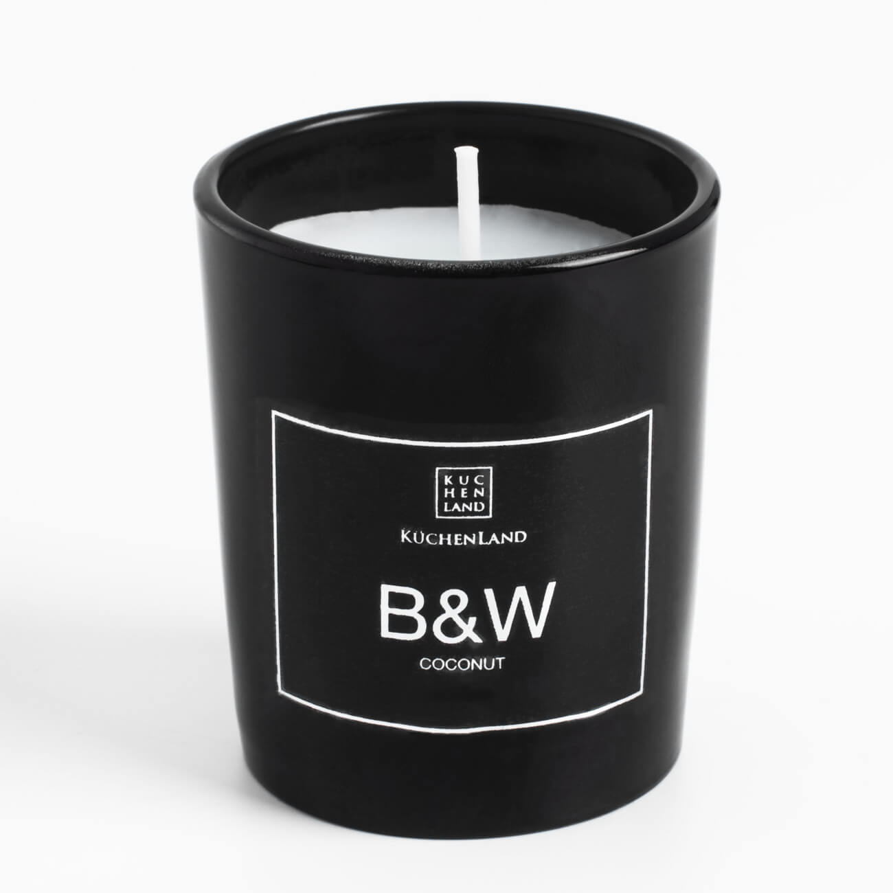 Свеча ароматическая, 6 см, в подсвечнике, стекло, черная, Coconut, B&W