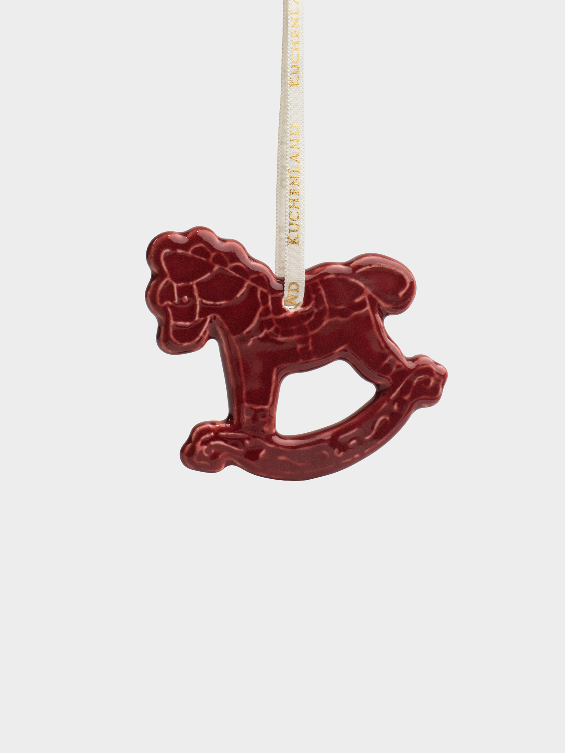 Игрушка елочная, 7 см, фарфор P, бордовая, Лошадка-качалка, Figure christmas, image-0