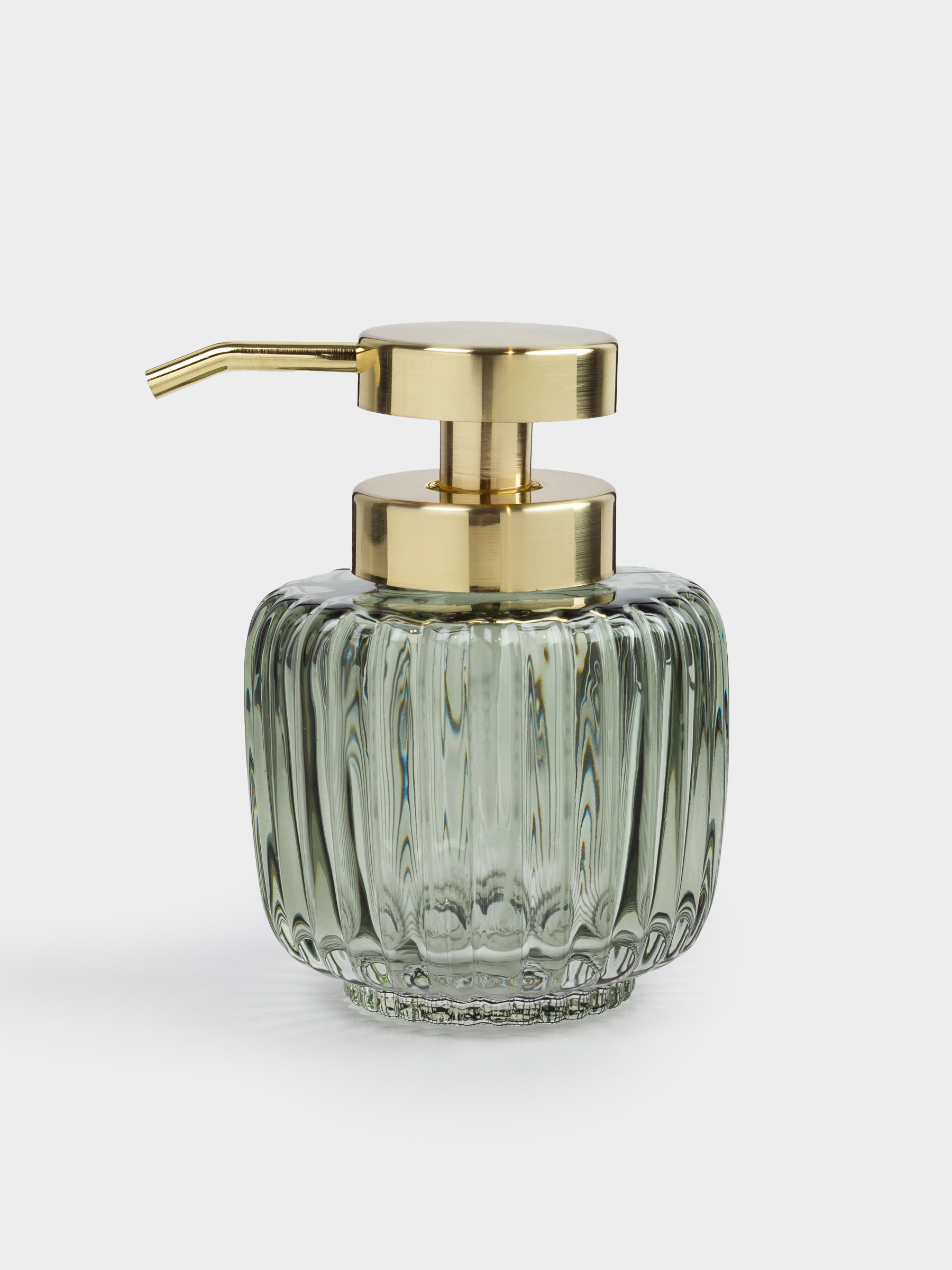 Диспенсер для жидкого мыла, 330 мл, стекло/пластик, зелено-золотистый, Artemis, image-0