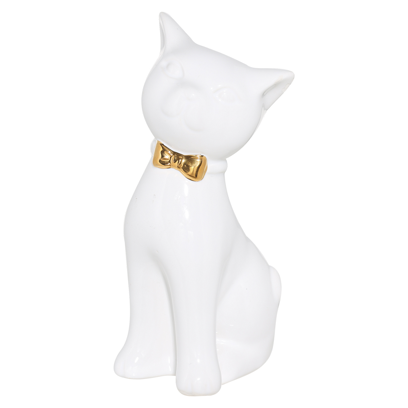 

Статуэтка, 15 см, керамика, бело-золотистая, Кот в бабочке, Cat