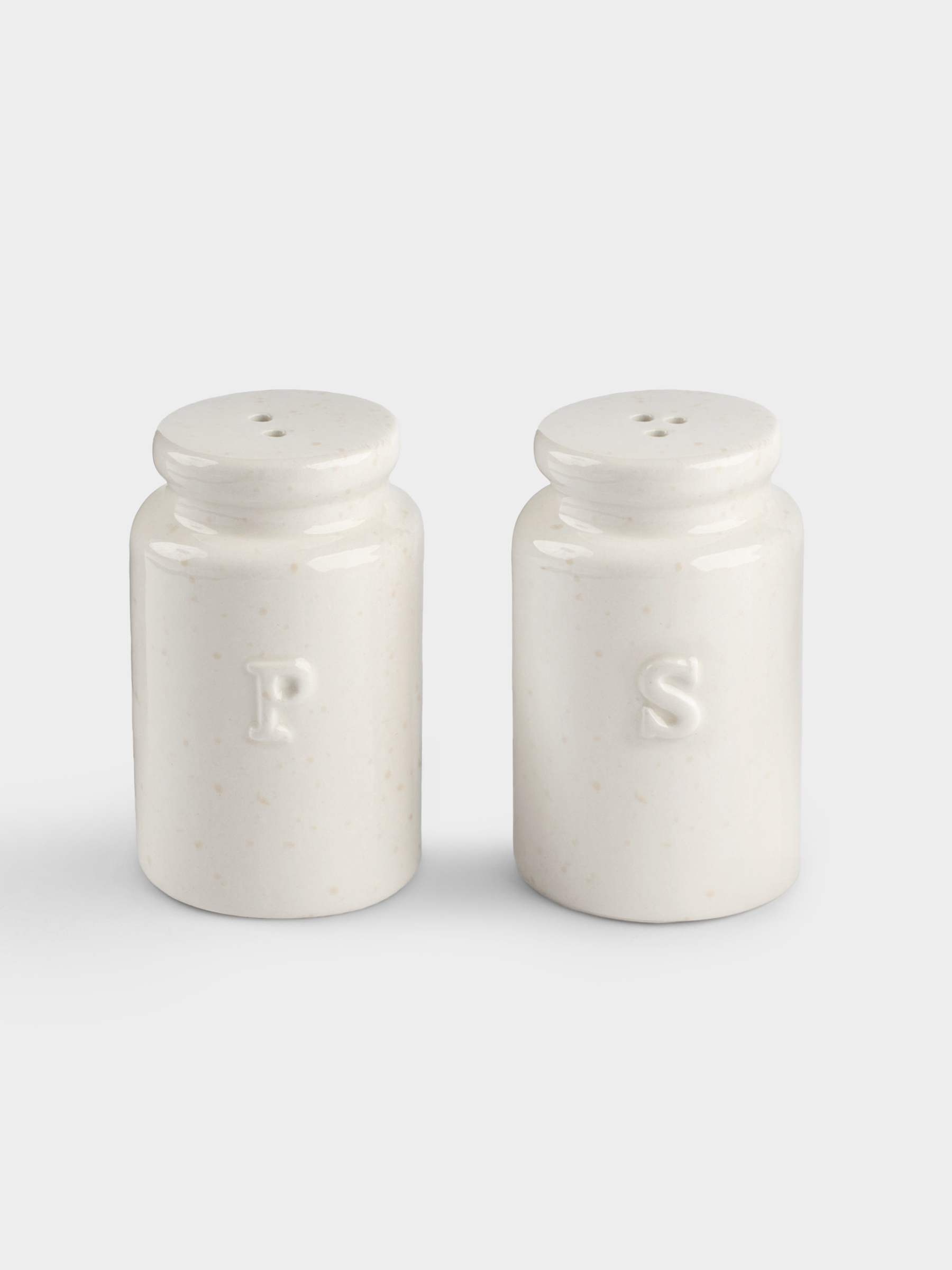 Набор для соли и перца, 8 см, керамика, молочно-бежевый, в крапинку, Ceramo speckled, image-0