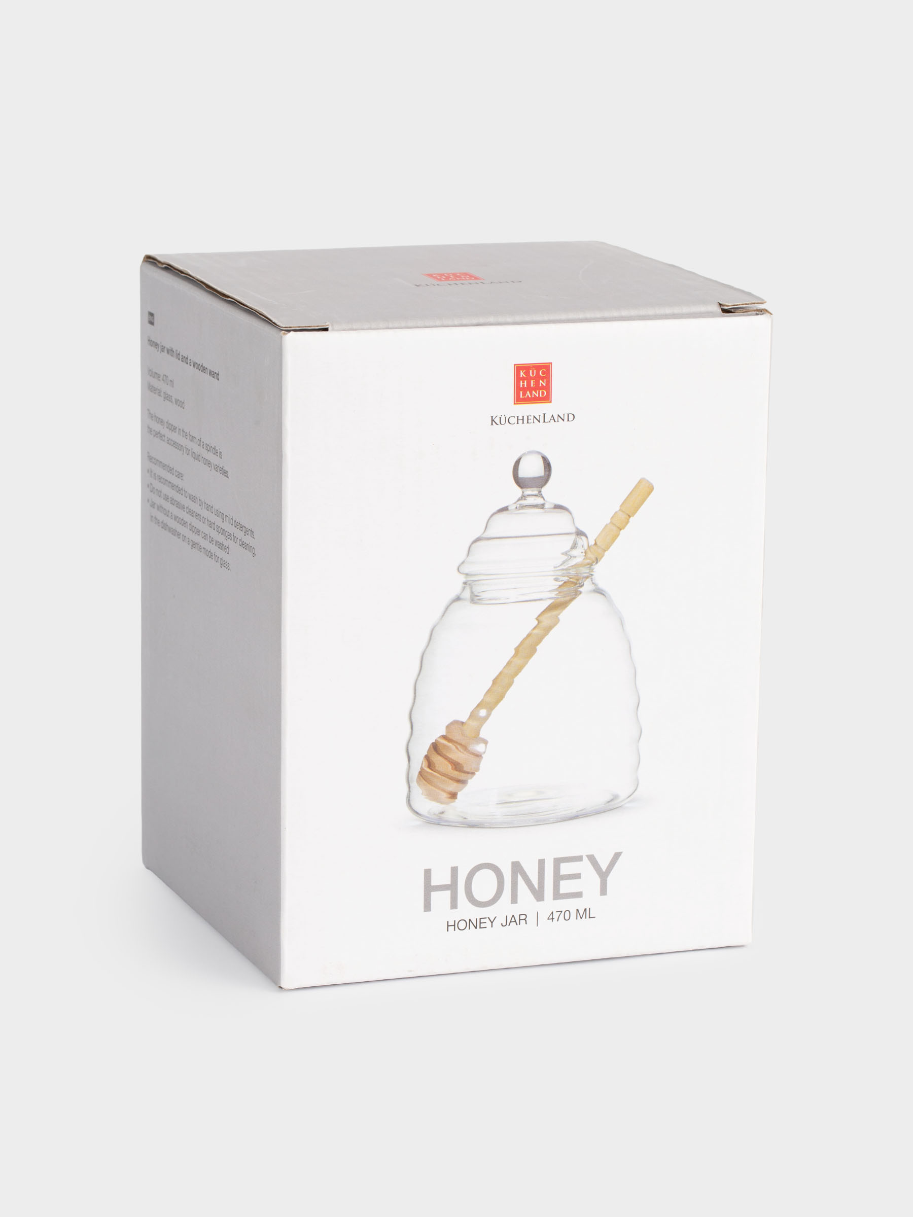 Банка для меда, 470 мл, с ложкой, стекло Б/дерево, Honey, image-6