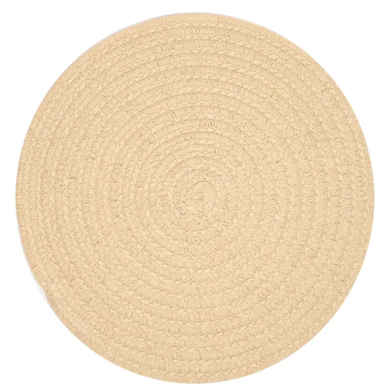Салфетка под приборы, 38 см, бумага, круглая, бежевая, Straw ,image-0