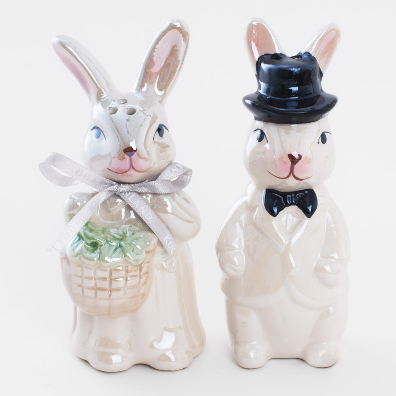 Набор для соли и перца, 13 см, керамика, перламутр, Пара кроликов, Easter blooming зоомир зверюшки корм для кроликов 450 гр