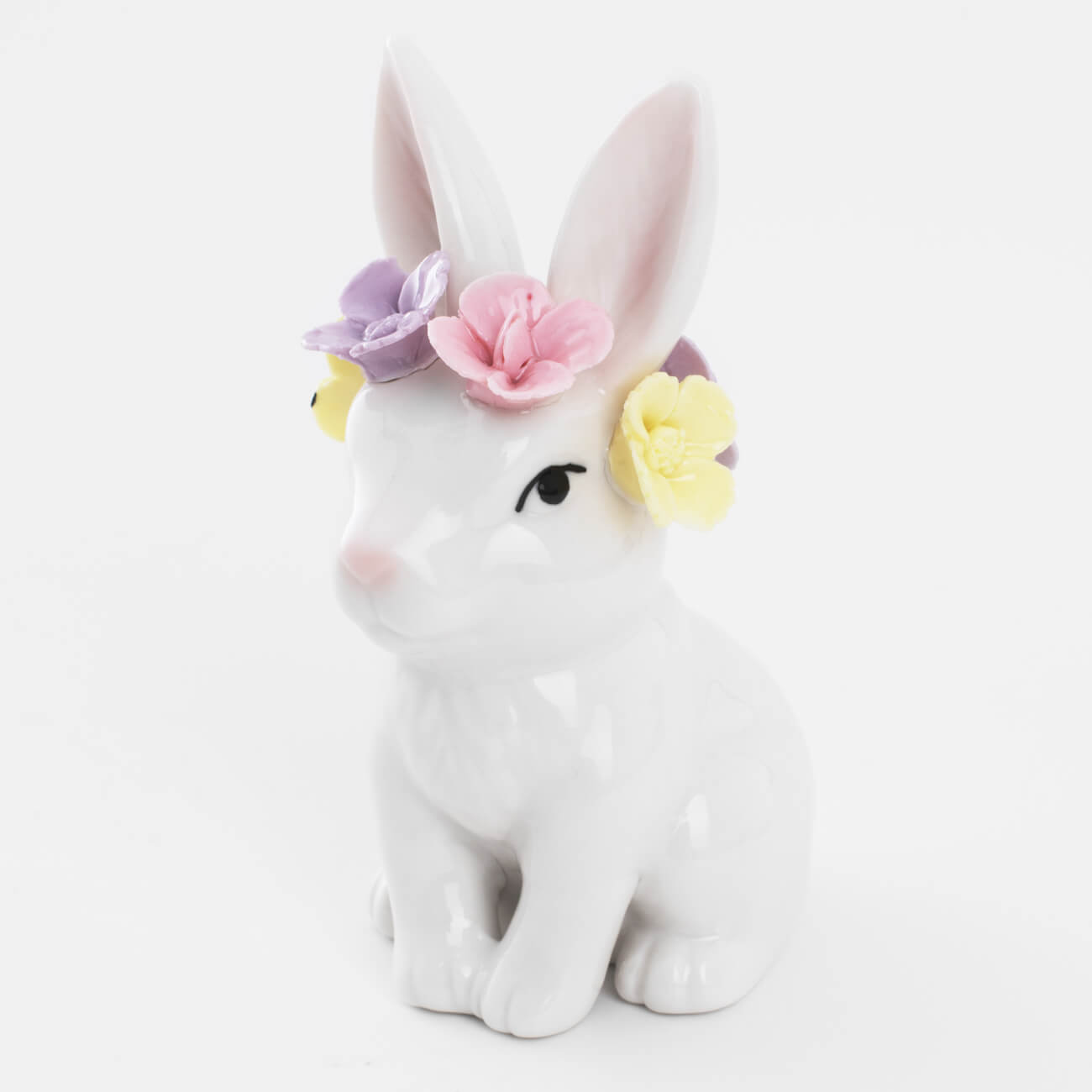 статуэтка с подсветкой 13 см фарфор p белая кролик с ами easter Статуэтка, 12 см, фарфор P, белая, Кролик в цветочном венке, Easter