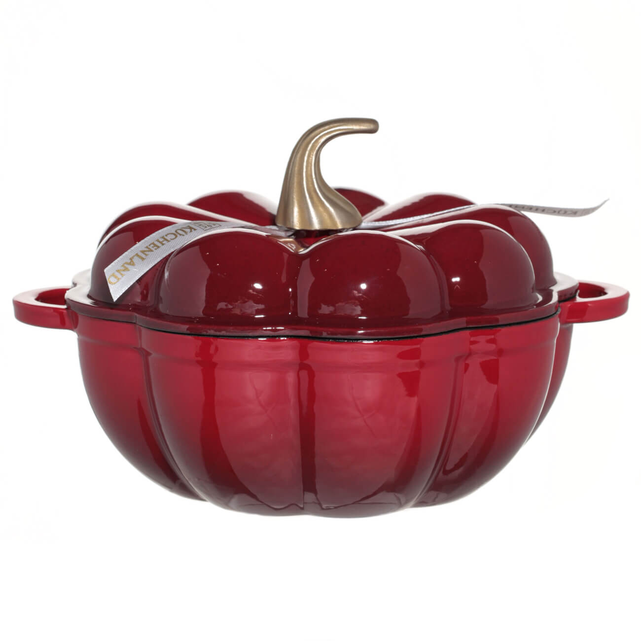 

Кастрюля, 20 см, 1,7 л, с крышкой, чугун, бордовая, Тыква, Gourd