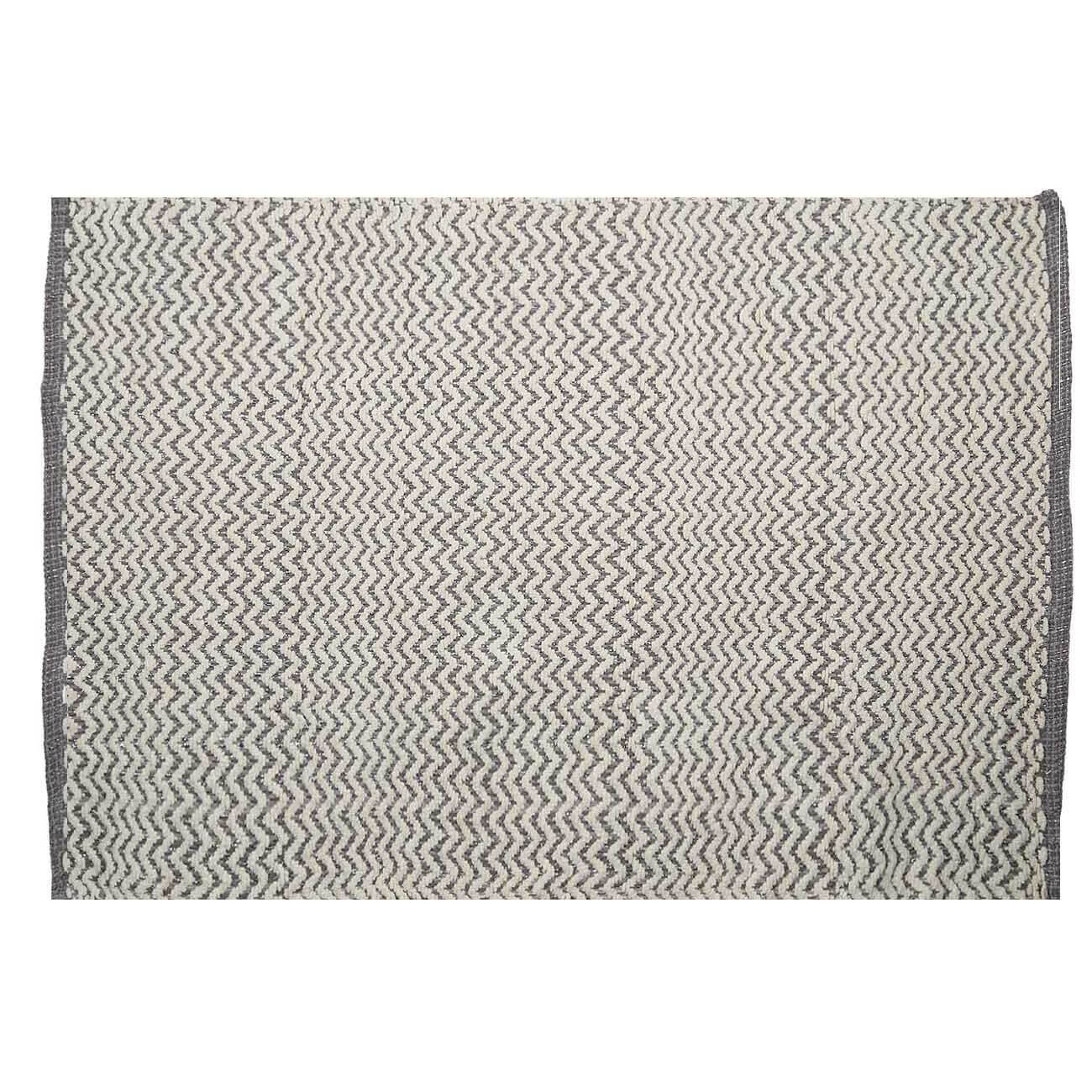 Коврик, 65х100 см, хлопок, белый, Зигзаги с люрексом, Shiny threads - фото 1