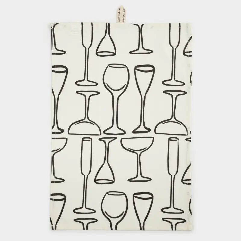 Полотенце кухонное, 40х60 см, хлопок, бежевое, Бокалы, Kitchen art ,image-0