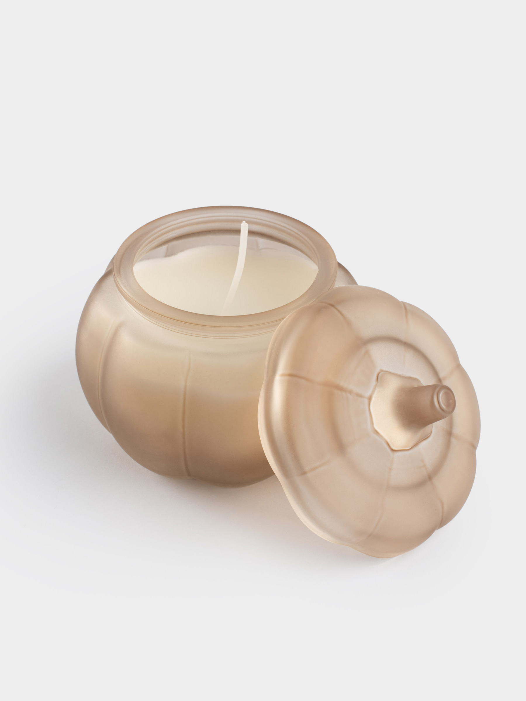 Свеча ароматическая, 8 см, в подсвечнике, с крышкой, керамика, Тыква, White musk warm vanilla, Pumpkin shape, image-3