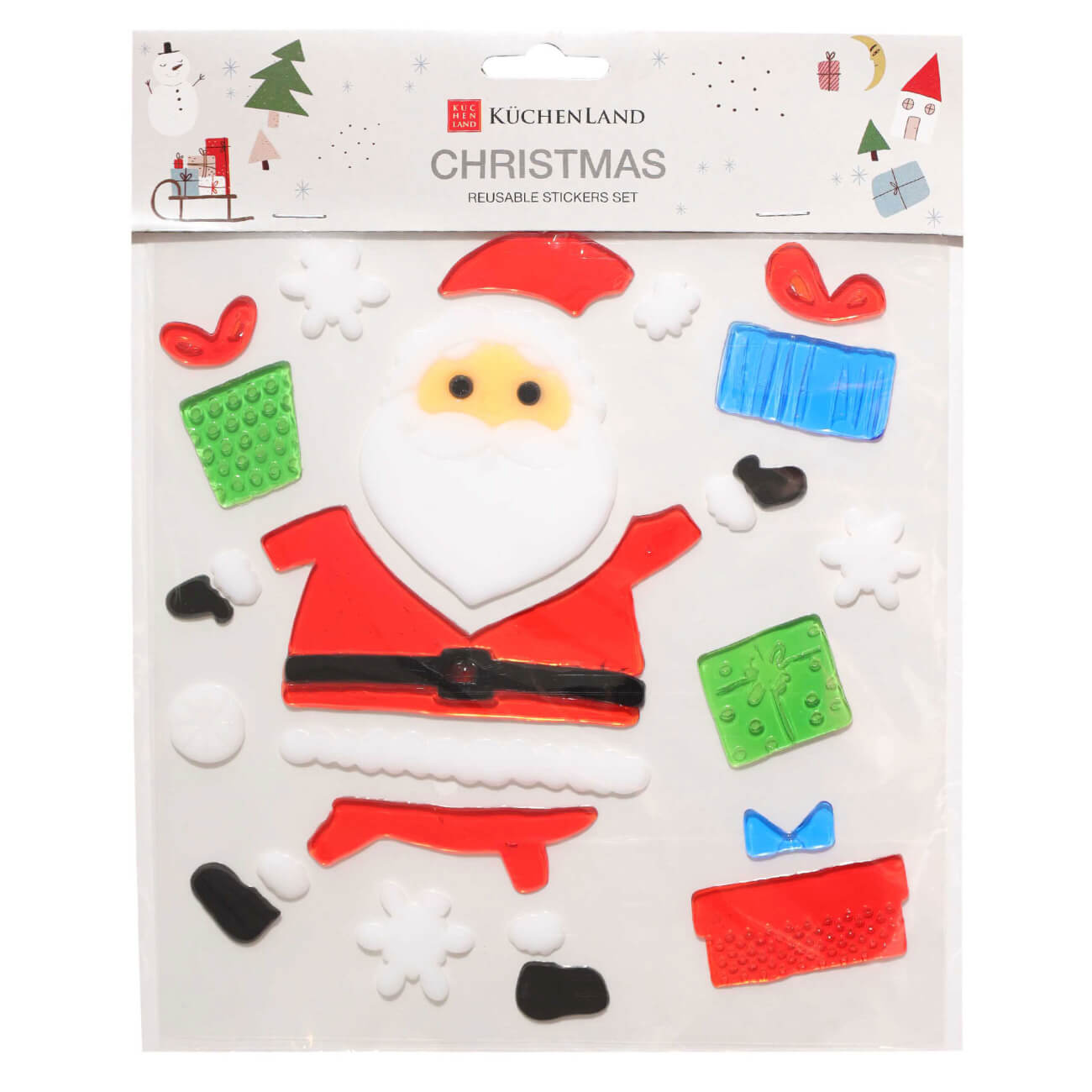 

Набор наклеек, 20х20 см, многоразовые, термопластик, Санта, Christmas