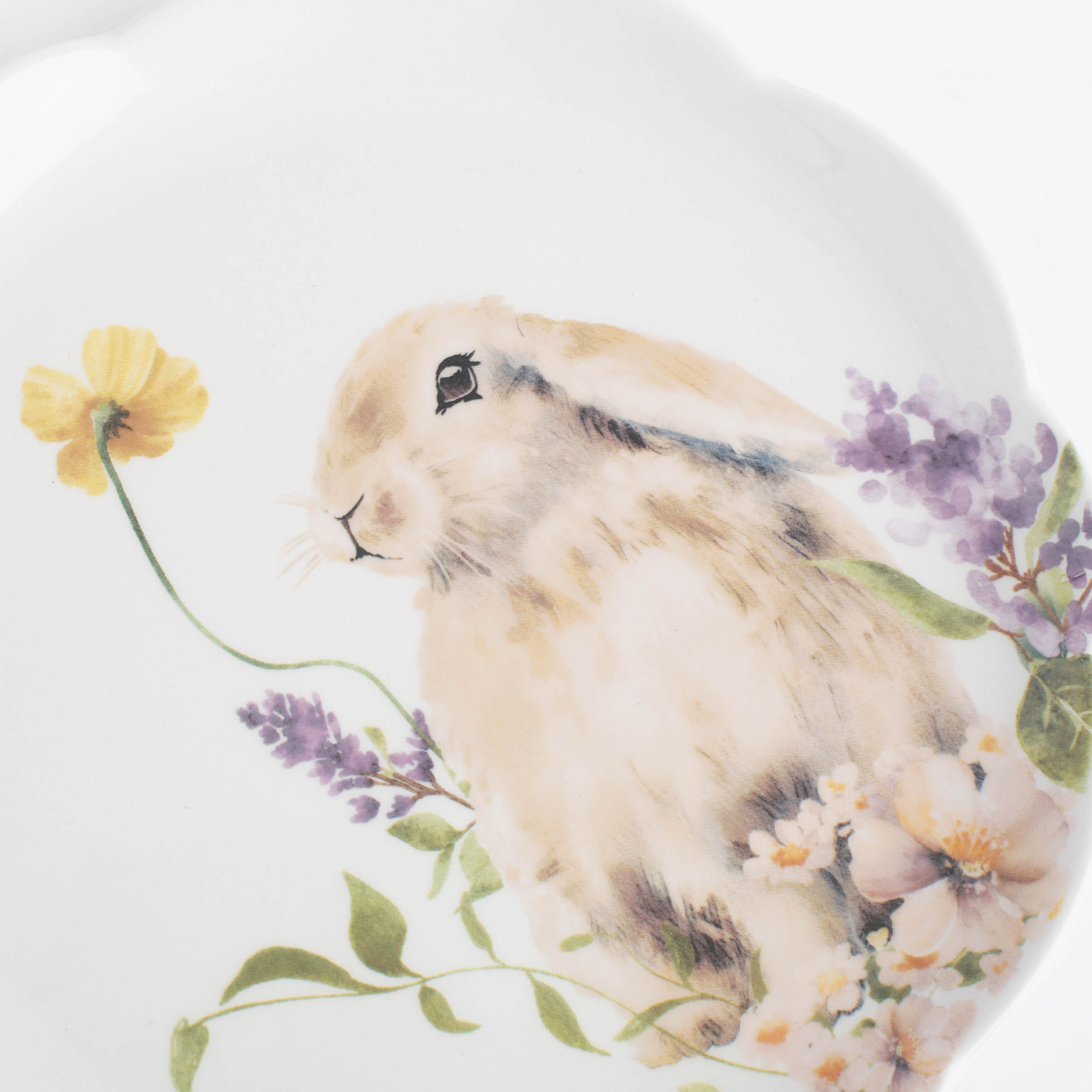 Тарелка десертная, 20 см, керамика, белая, Кролик в цветах, Easter изображение № 5