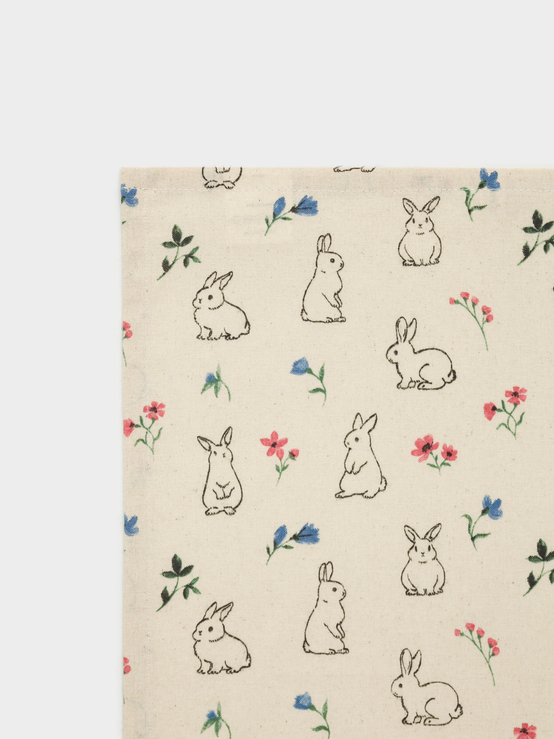 Полотенце кухонное, 40х60 см, хлопок, молочное, Кролики и цветы, El flora rabbit, image-1