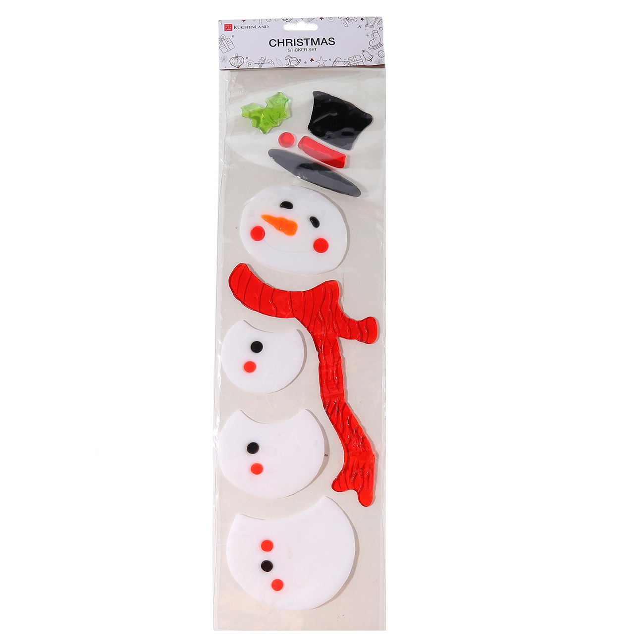 

Набор наклеек, 15х50 см, многоразовые, термопластик, Снеговик, Christmas