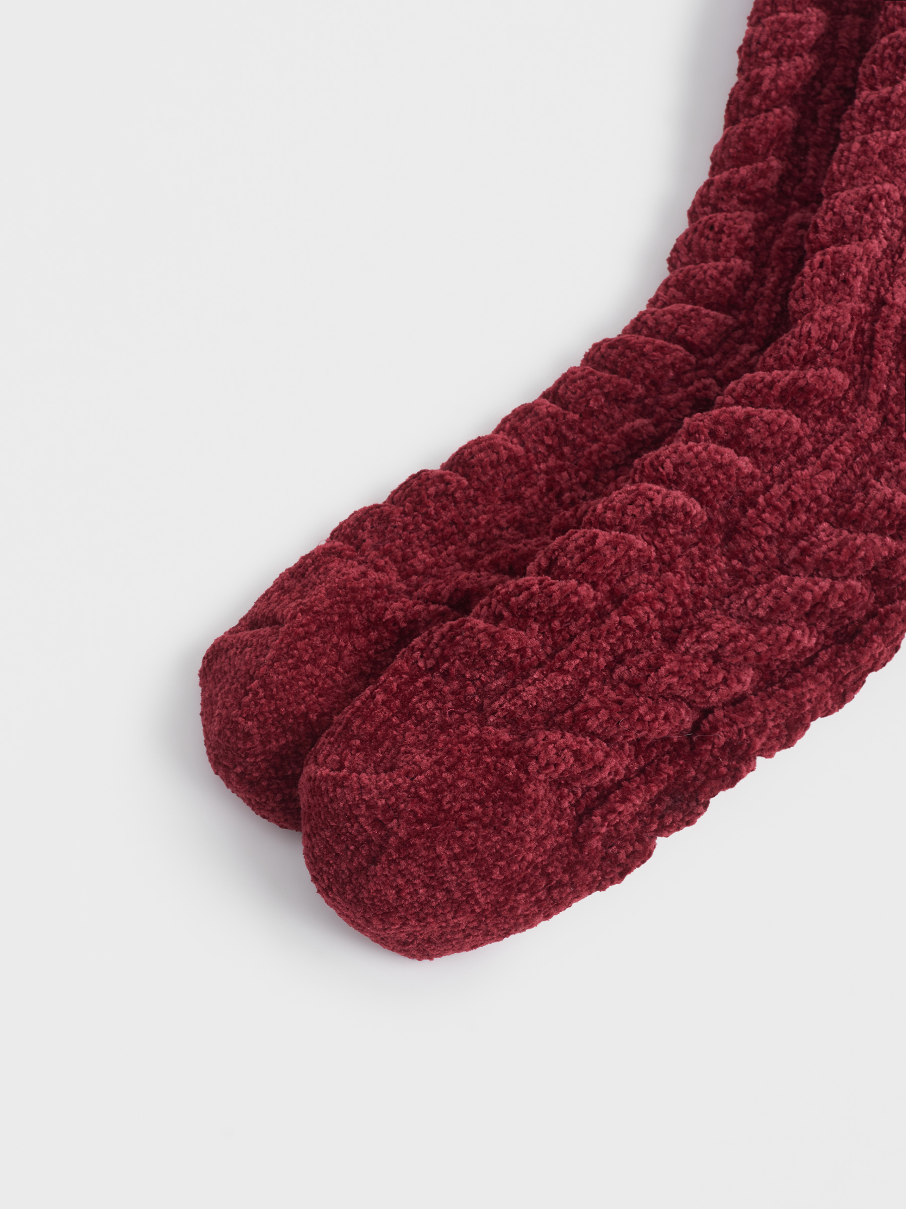 Носки женские, р. 36-38, шенилл, бордовые, Лошадь, Knitted chenill, image-3