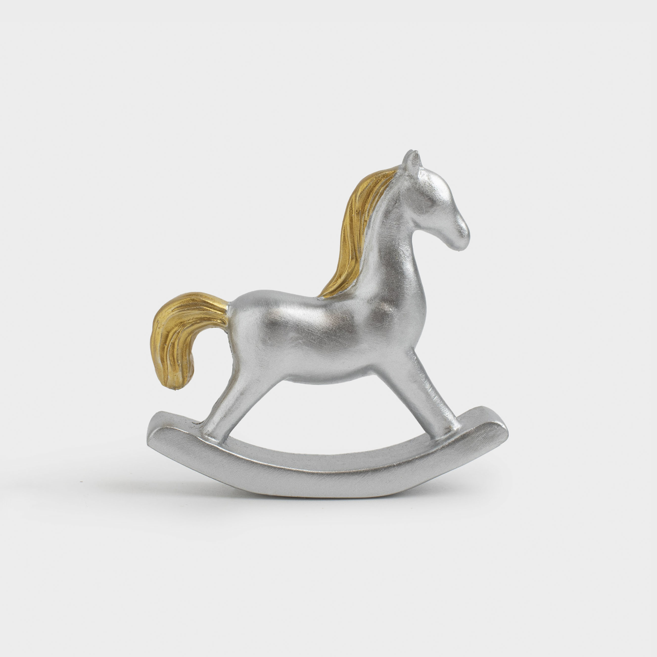 Статуэтка 8 см полирезин серебристая Лошадка-качалка Horse silver 247₽