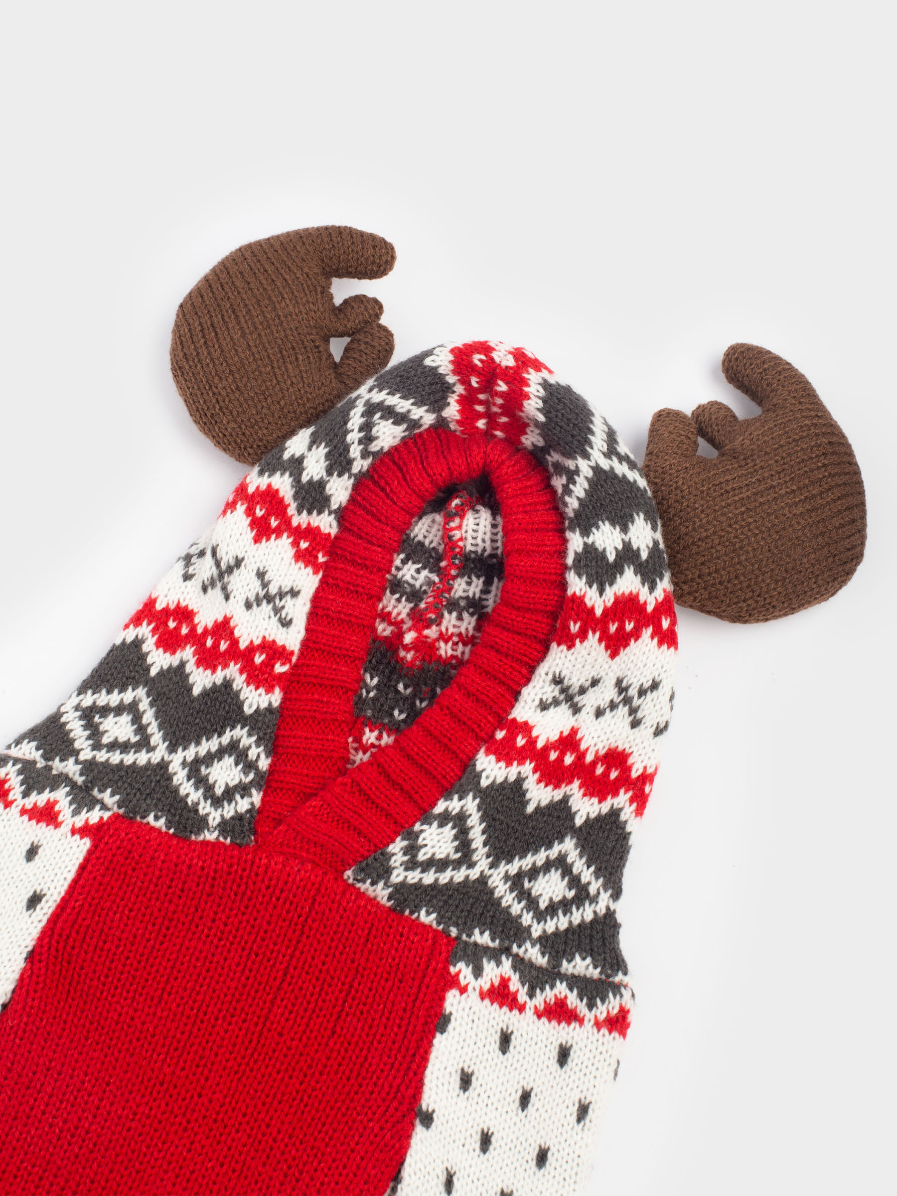 Свитер для животных, 38 см, р. M, с капюшоном, акрил, бело-красный, Зимний узор, Fashion pet, image-2