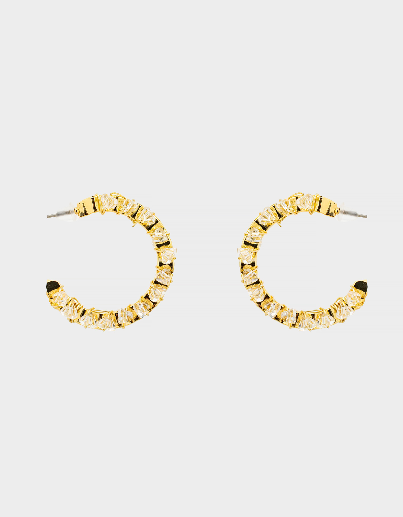 Серьги-пусеты, 3 см, 2 шт, металл, золотистые, Кристаллы, Jewelry crystal, image-1