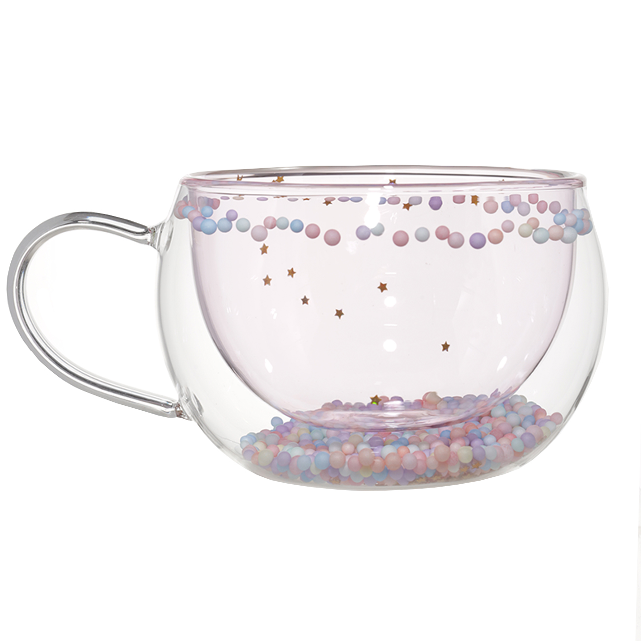 Кружка, 270 мл, с шариками, стекло Б, розовая, Звезды, Air sparkly изображение № 2