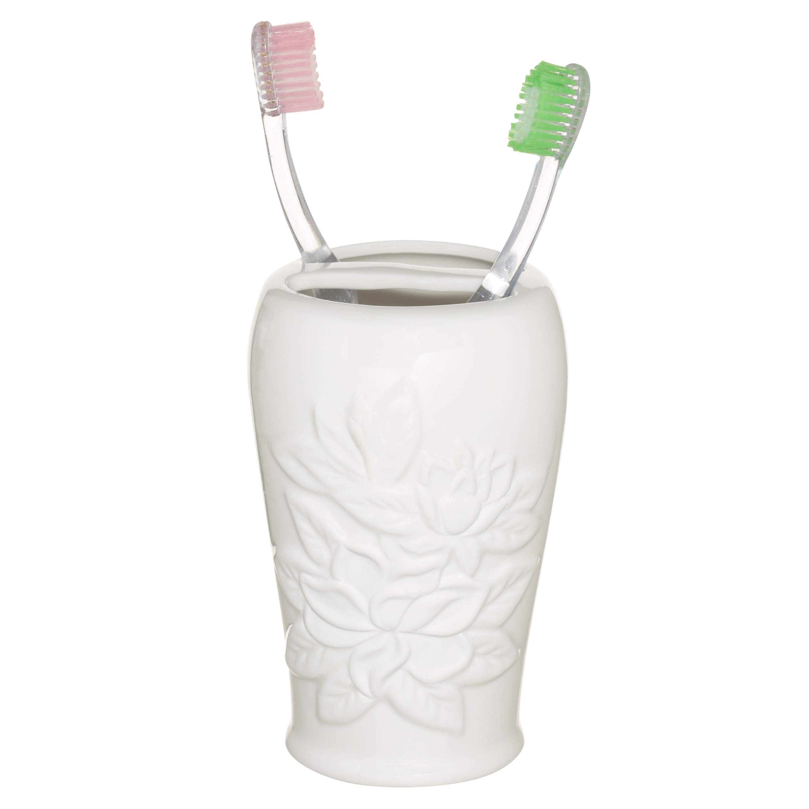 Стакан для зубных щеток, 13 см, керамика, белый, Shower Lotus изображение № 4