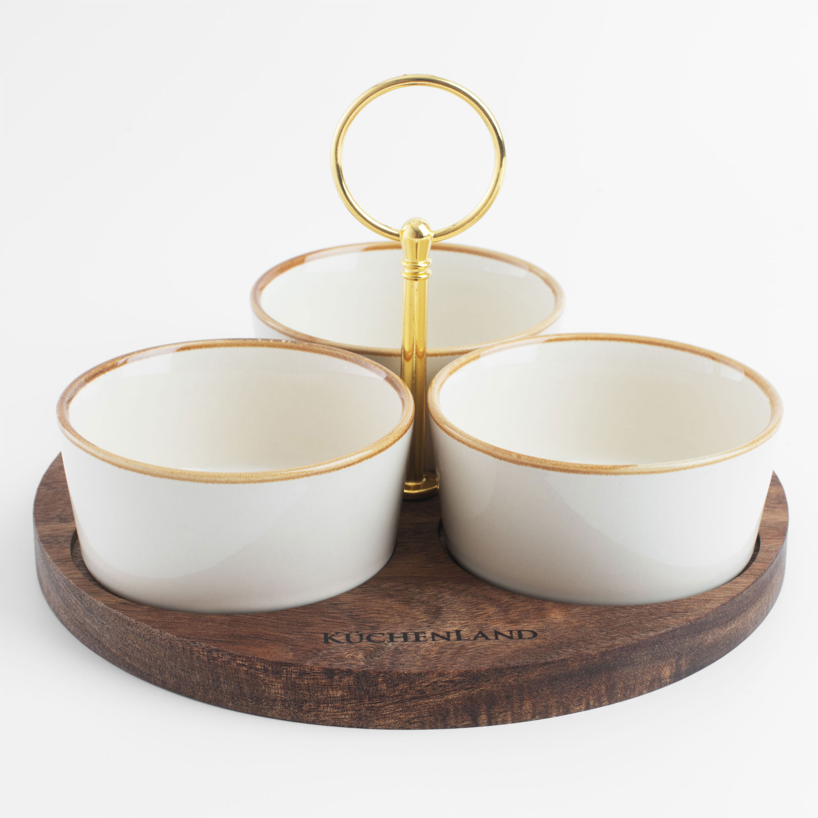 Набор для закусок 3 пр на подставке с ручкой керамикадерево молочный Noble tree 1790₽