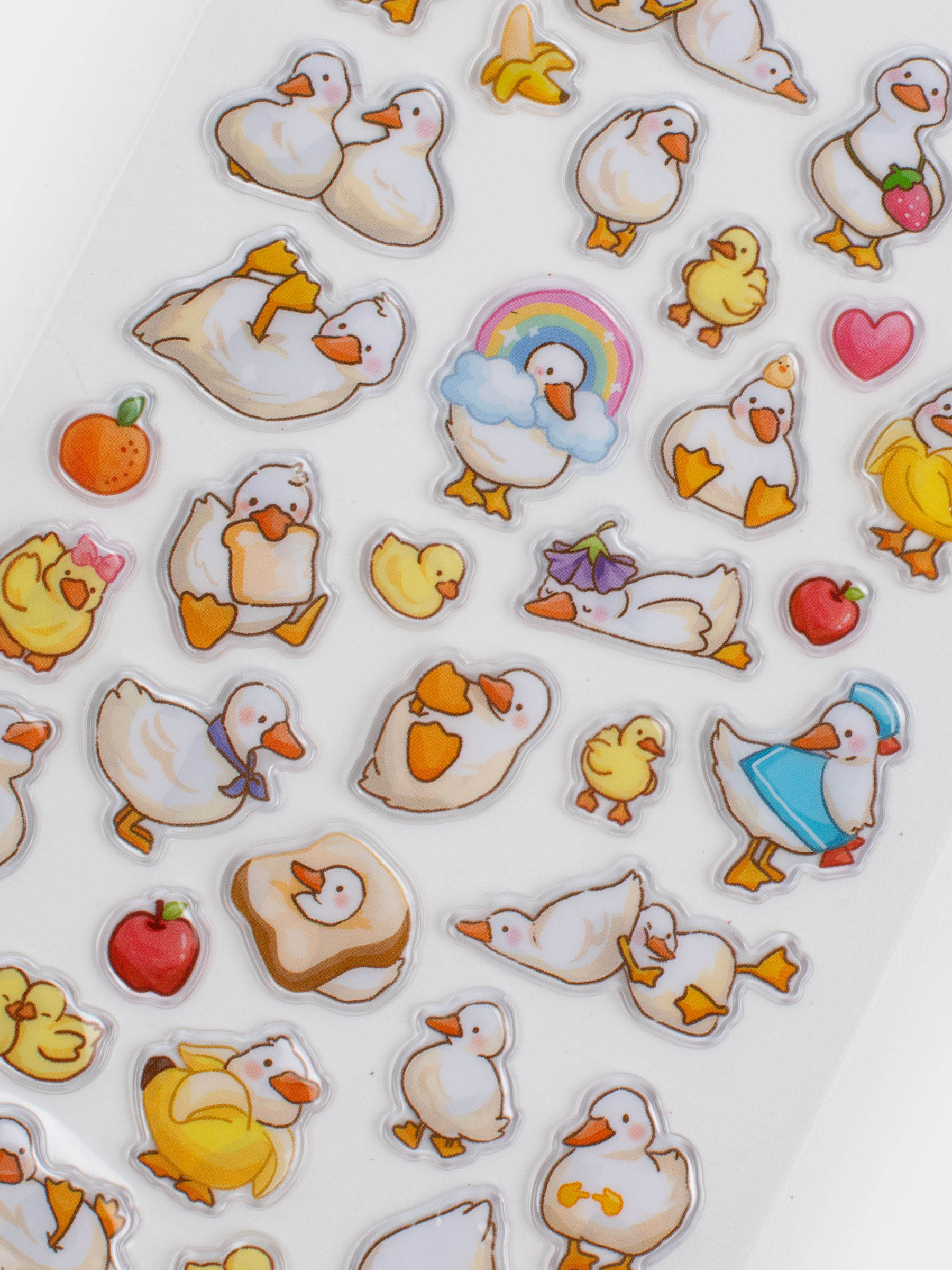 Набор наклеек, 17х9 см, 41 шт, одноразовые, ПВХ, Утки, Duck yellow, image-2