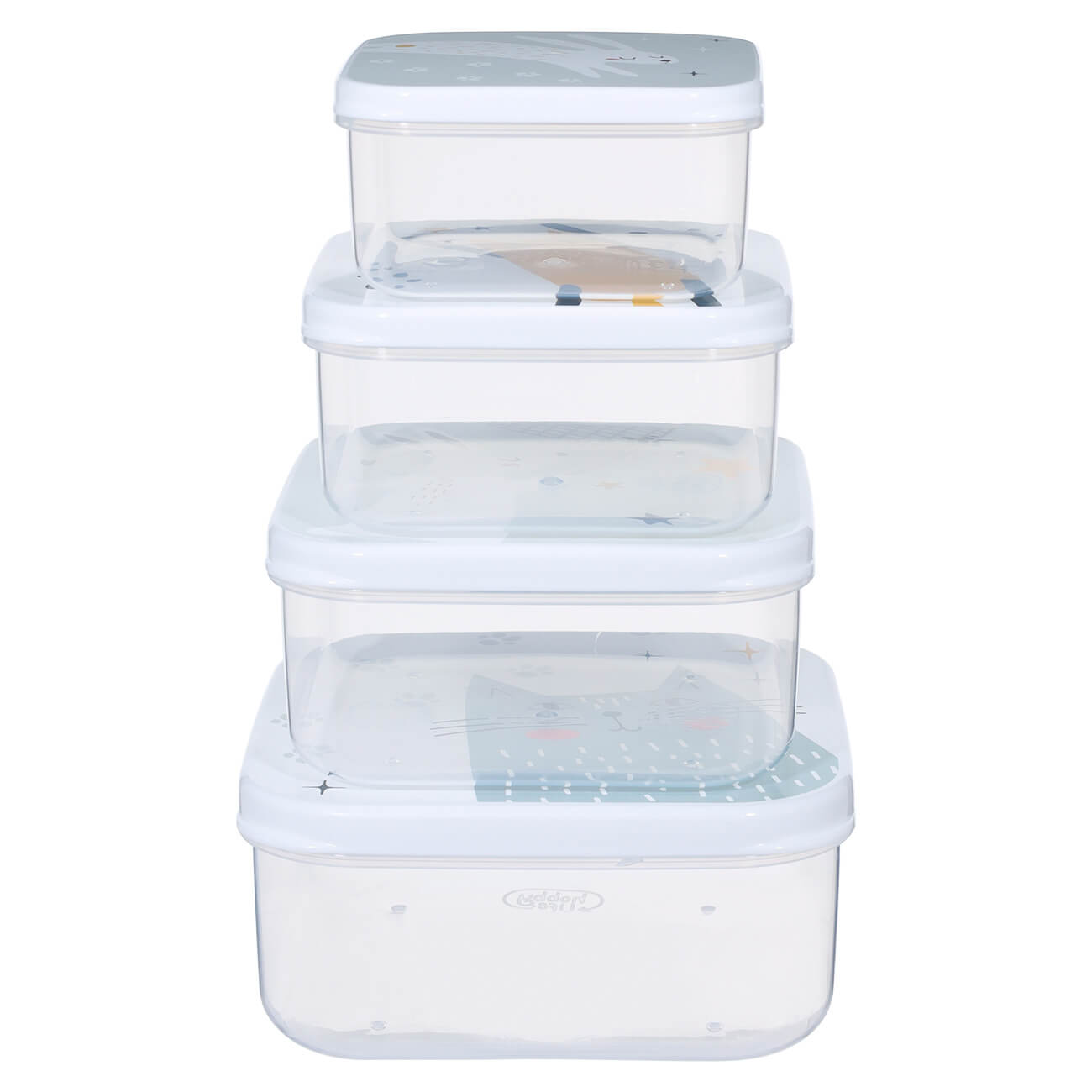 Набор контейнеров, детский, 4 шт, пластик, квадратный, Кот и заяц, Grey cat ёмкость пластик для мелочей