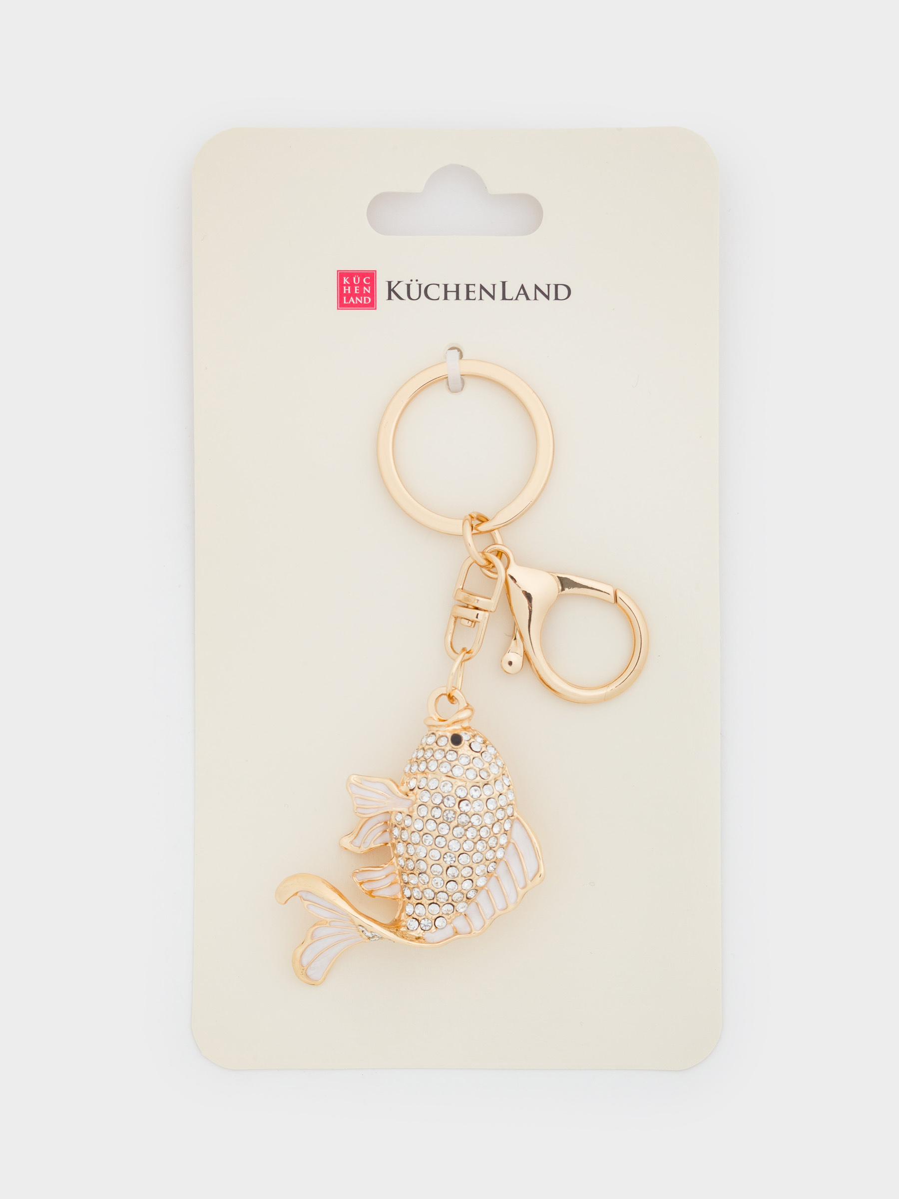 Брелок, 12 см, металл/стразы, золотистый, Рыбка, Keychain crystal, image-5