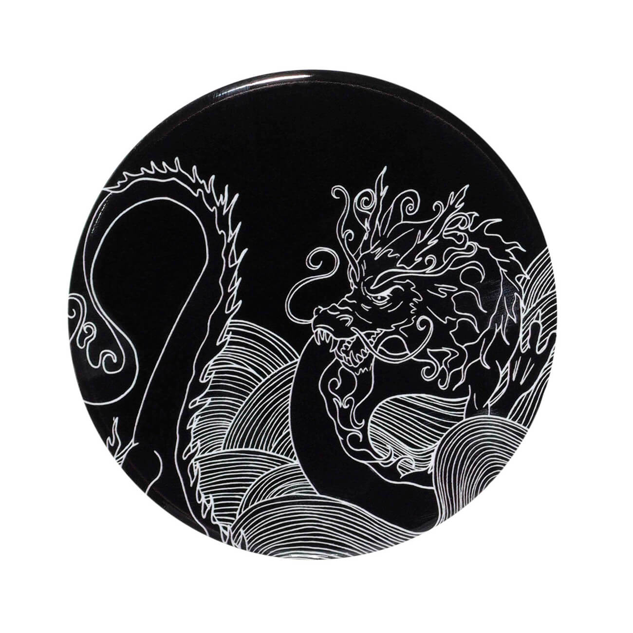 Подставка под кружку, 11 см, керамика/пробка, круглая, черная, Дракон, Dragon dayron