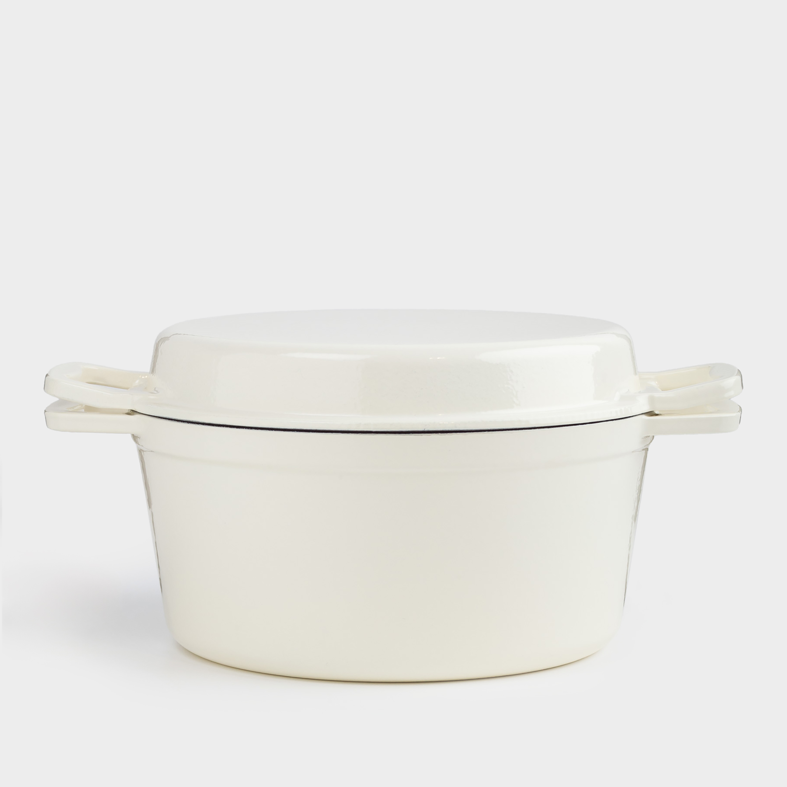 Казан 25 см 43 л с крышкой сковородой-гриль чугун молочный Light kitchen 7990₽