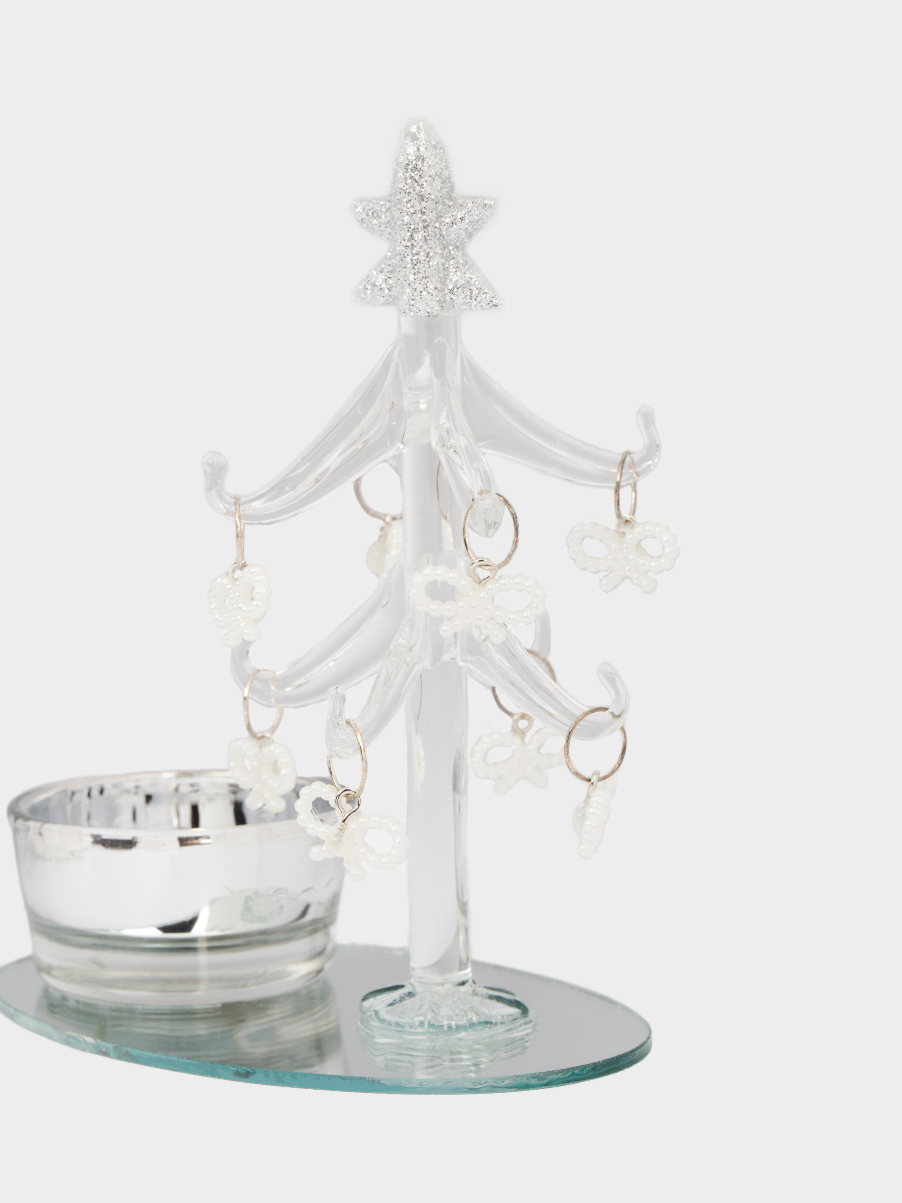 Статуэтка, 12 см, с подвесками, стекло, шампань, Ель с подсвечником, Christmas vitreous, image-3